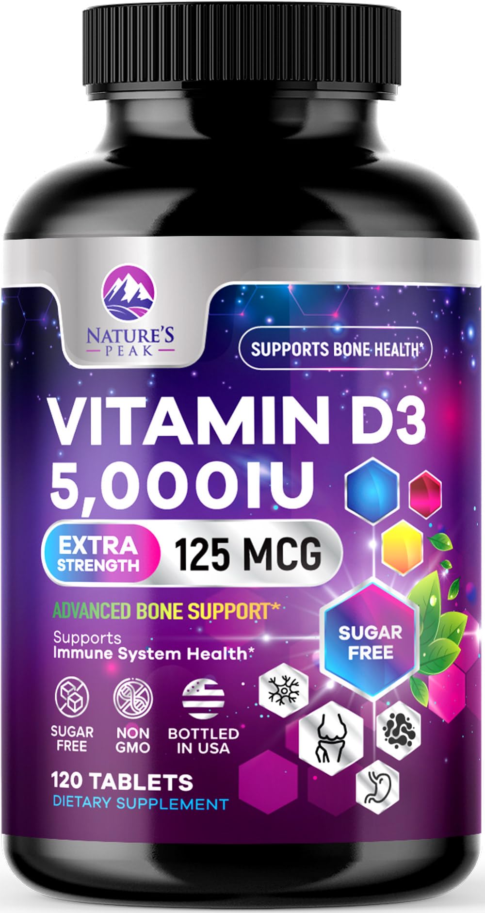Vitamin D3 5000iu (125 mcg) - 3X Strength Immune Health Support Vitamin D Dietary Supplement for Bone, Teeth, Muscle - Vit D, Gluten Free, Raspberry Flavor, Bottled in USA - 120 Chewable Tablets 120 Count (Pack of 1)