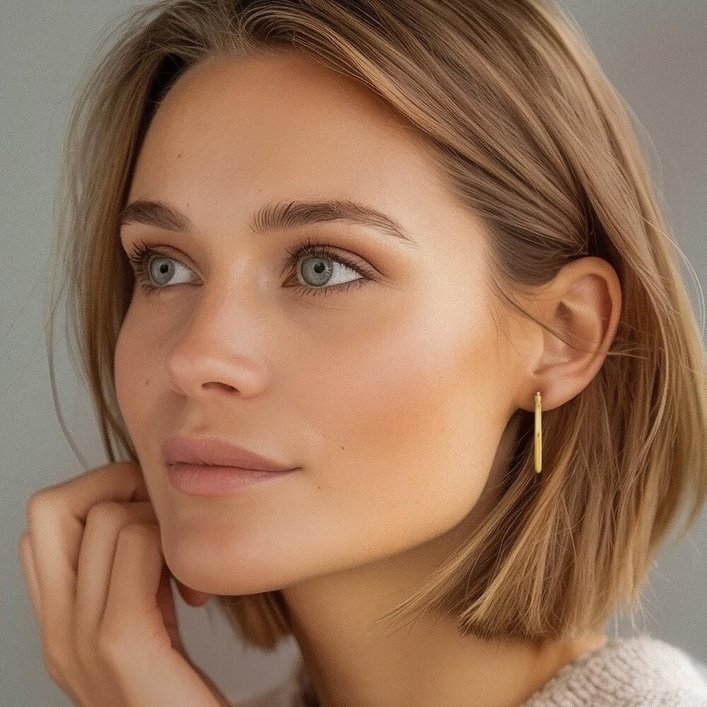 IceCarats 18K Yellow Gold Medium Graduated Oval Hoop Earrings 27mm 1.1 inch Lightweight, Snap Back For Her