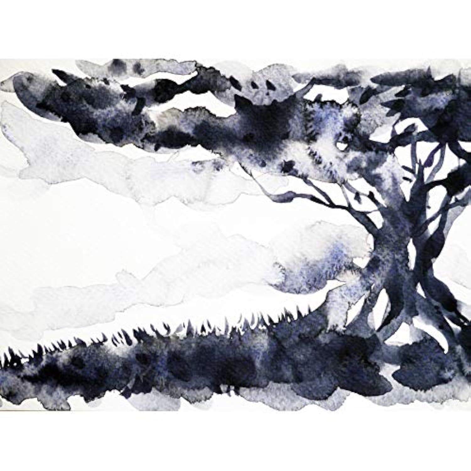 Wee Blue Coo Ink Abstract Tree Unframed Art Print Poster Wall Decor 12x16 inch
