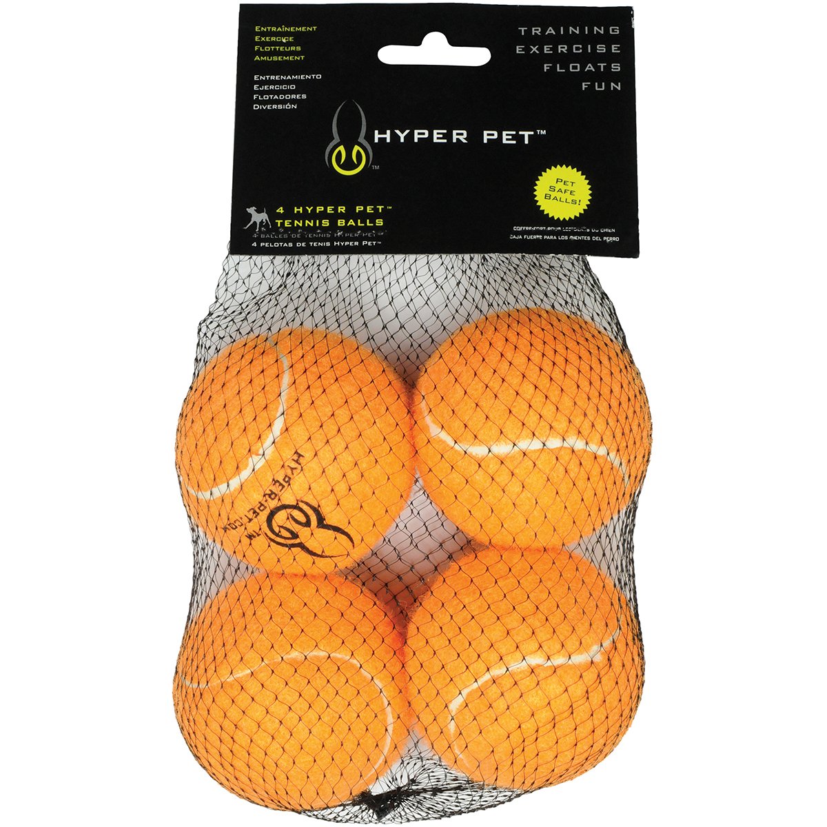Hyper Tennis Ball Dog Toy - 4 Count Color Orange