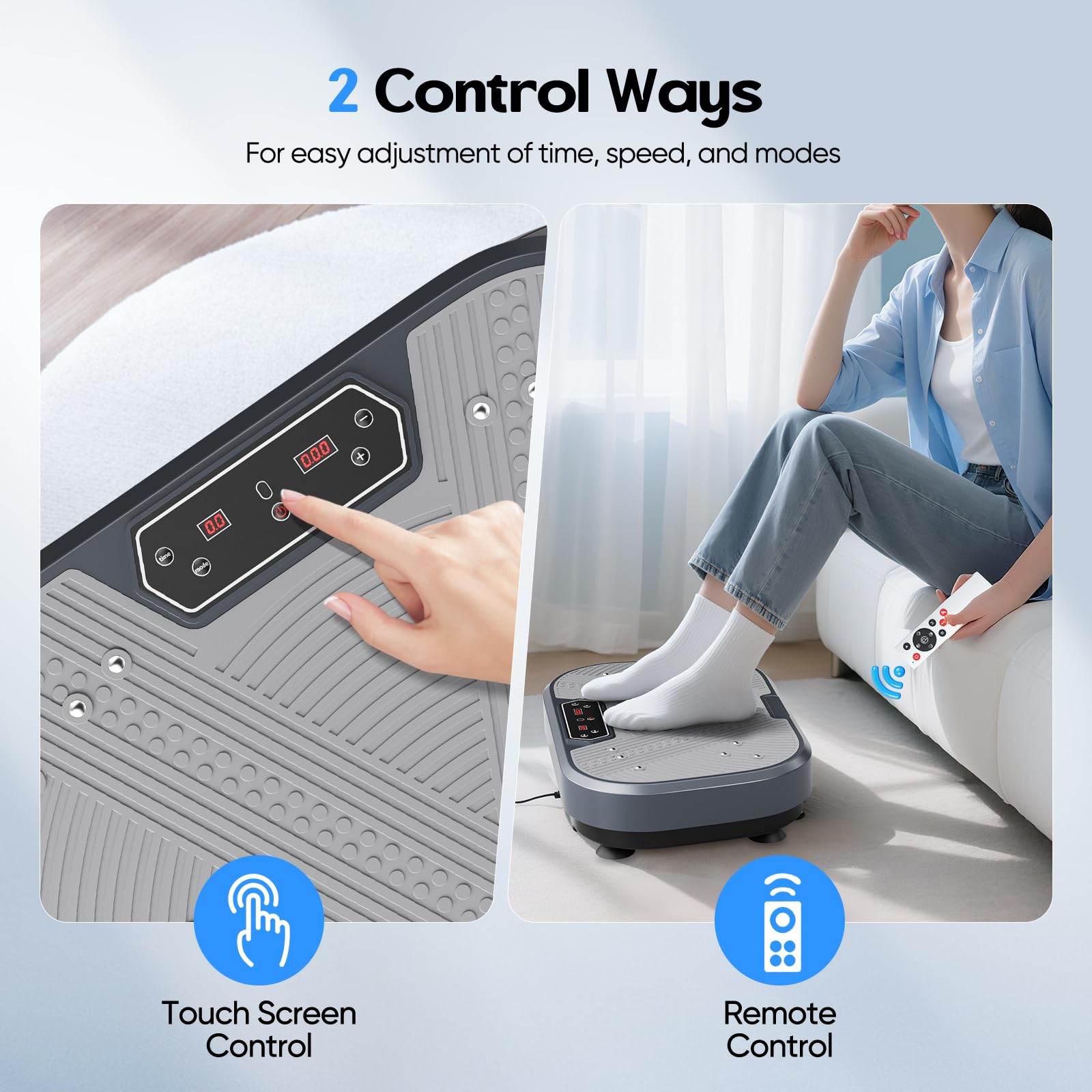 Plataforma Vibratoria, 120 Velocidades Plataforma Vibración Muscular para Musculación y Moldeado,Altavoz Bluetooth y Bandas Elásticas Fitness en Casa para Quemar Grasa y Adelgazar
