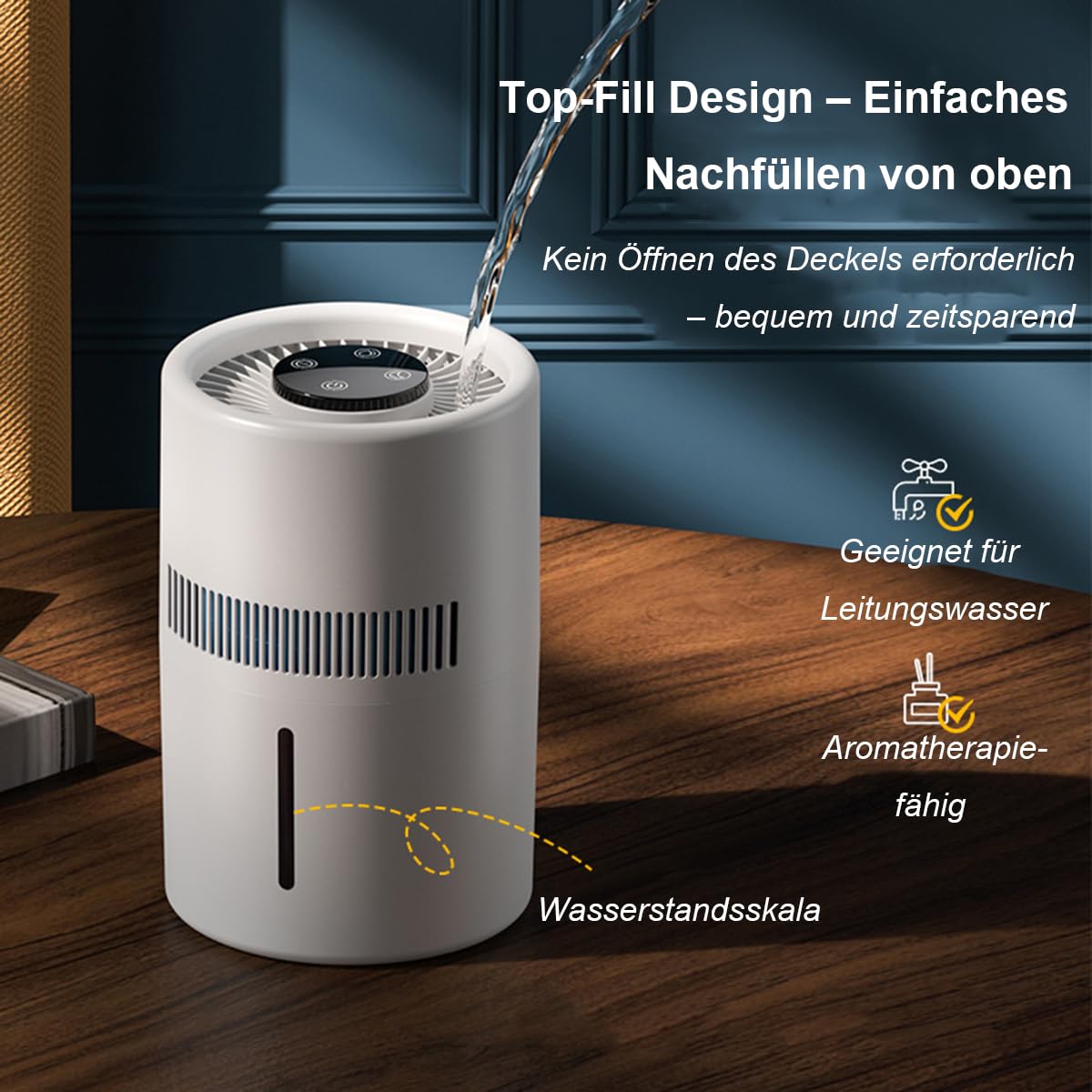 osmo-s AirMistify Pro 2-in-1 Luftreiniger und Luftbefeuchter mit 5W Leistung und 4L Wassertank, leiser USB Luftreiniger für Büro, Schlafzimmer, Kinderzimmer, entfernt Tierhaare, Staub, Rauch