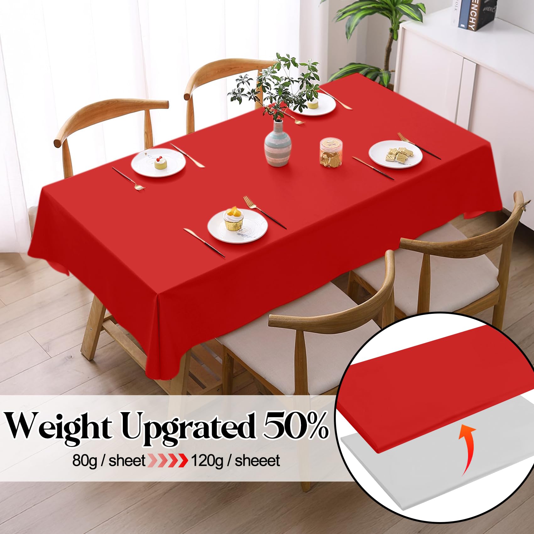 Slergut Premium Plastic Table Cover - Heavy Duty Disposable Tablecloth For 6-8ft Tables