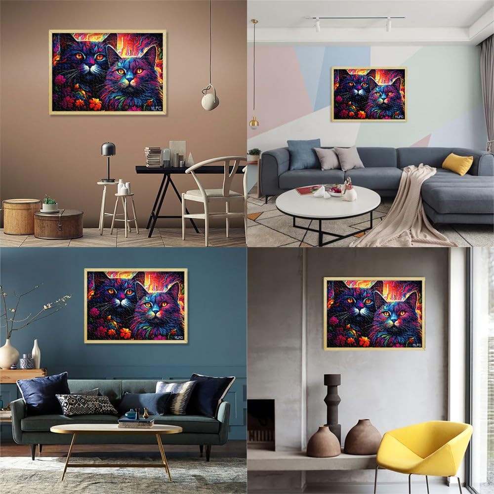 Puzzle adulto gato fantasía raro, rompecabezas adulto 2000 piezas, 70 cm x 100 cm, cartas grises, para adultos y familias, juguetes educativos, juegos en familia
