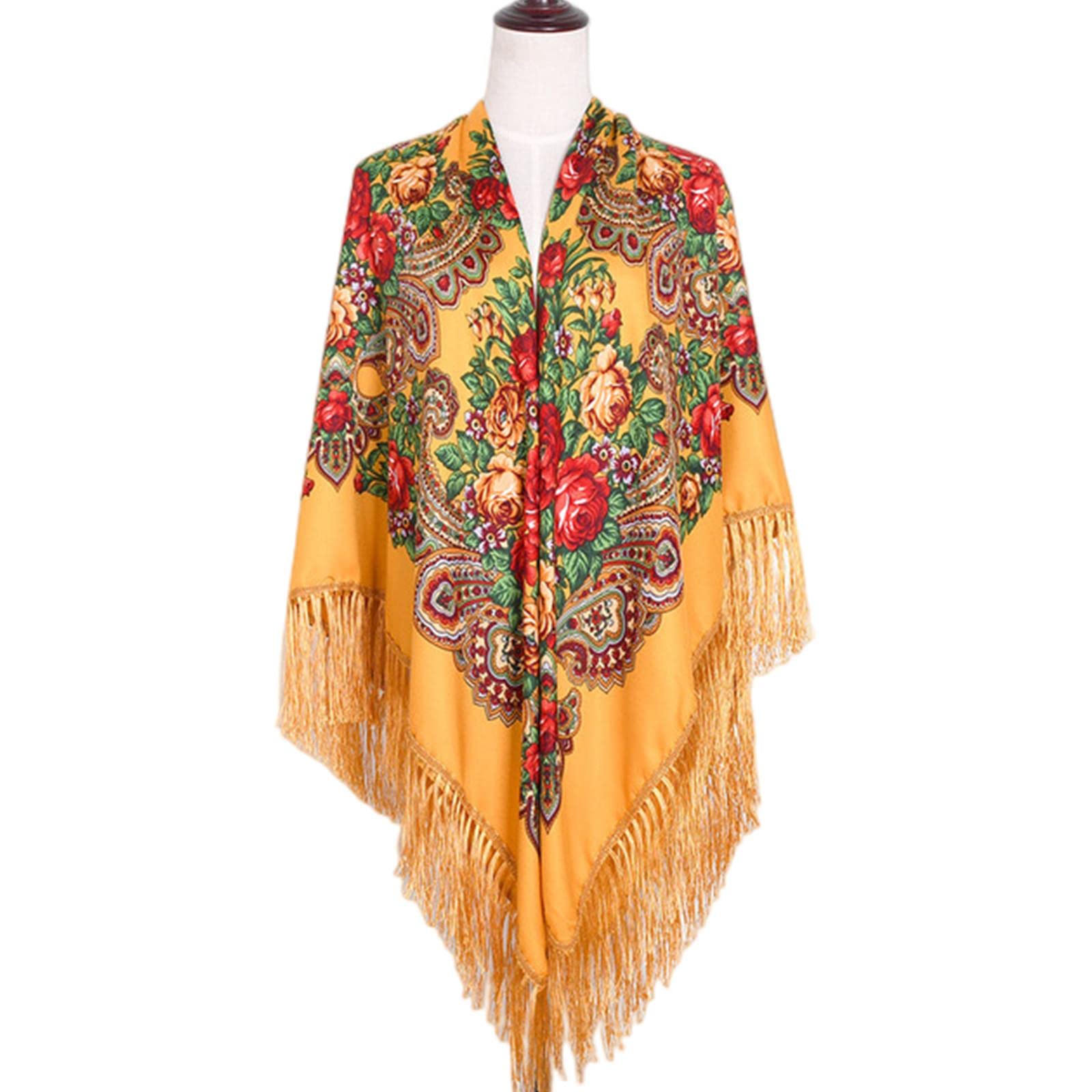 KOOBS Schal Winterdecke Schalbandana Übergroße Vintage Frauen Quaste Square Poncho Hijab 160 cm Schal