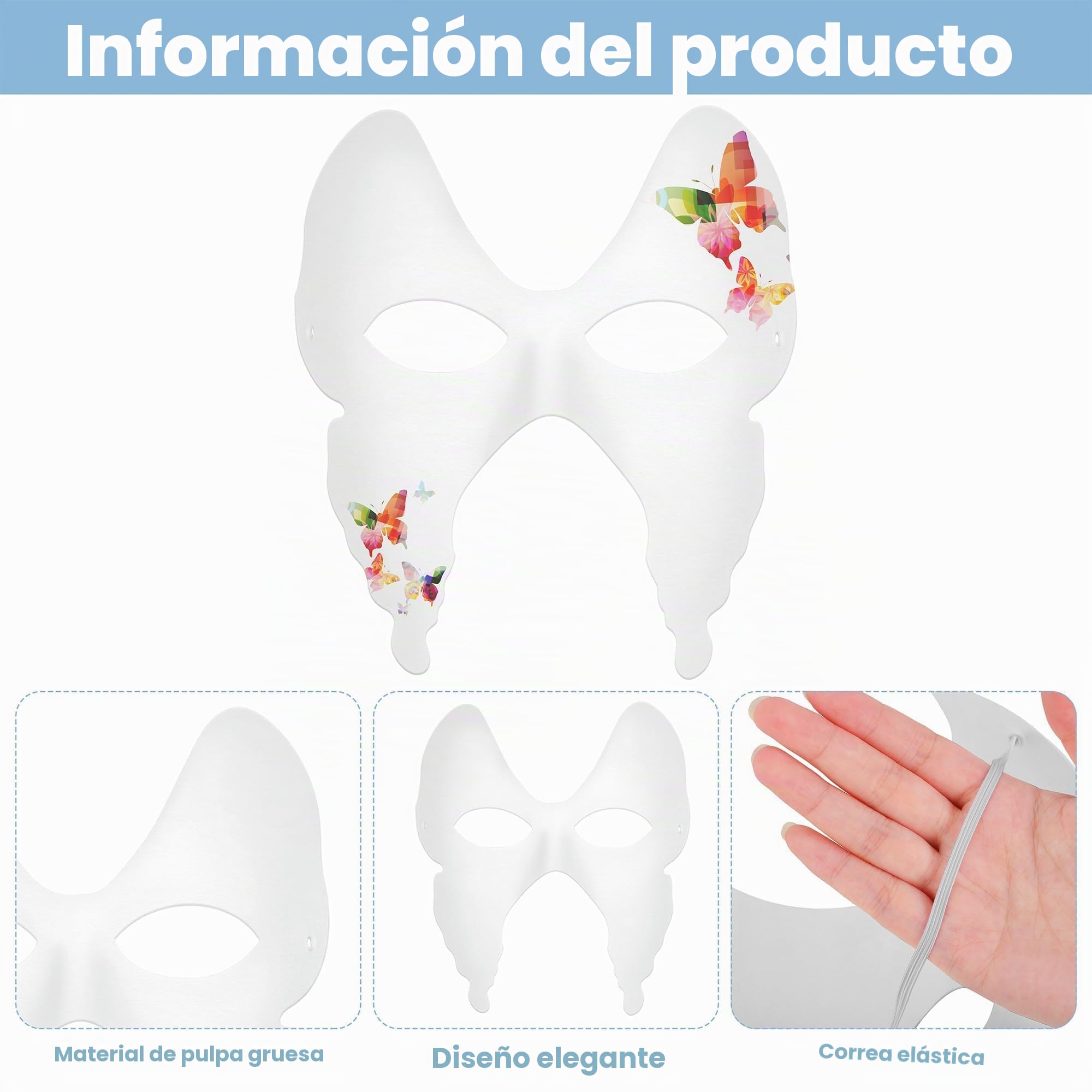 40 máscaras de papel blanco de media cara, pintadas a mano, máscaras de graffiti pintadas a mano con cepillos de pintura acrílica, máscara de fiesta de Mardi Gras para Halloween, carnaval