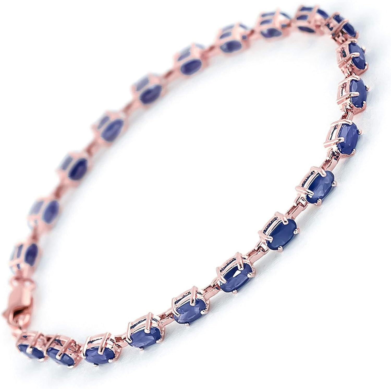 Galaxy Gold GG 14K Solid Gold, Natural Sapphire and Diamond Tennis Bracelet - September Birthstone, Stone of Wisdom & Truth, 5.5-8.5 Inch, Fine Jewelry for Women