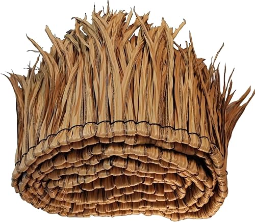 3 rollos de techo de paja sintética ignífuga, cada rollo de 16.50 pies x 19.67 pulgadas para techo de césped Tiki Mini Bar y parasol de patio,