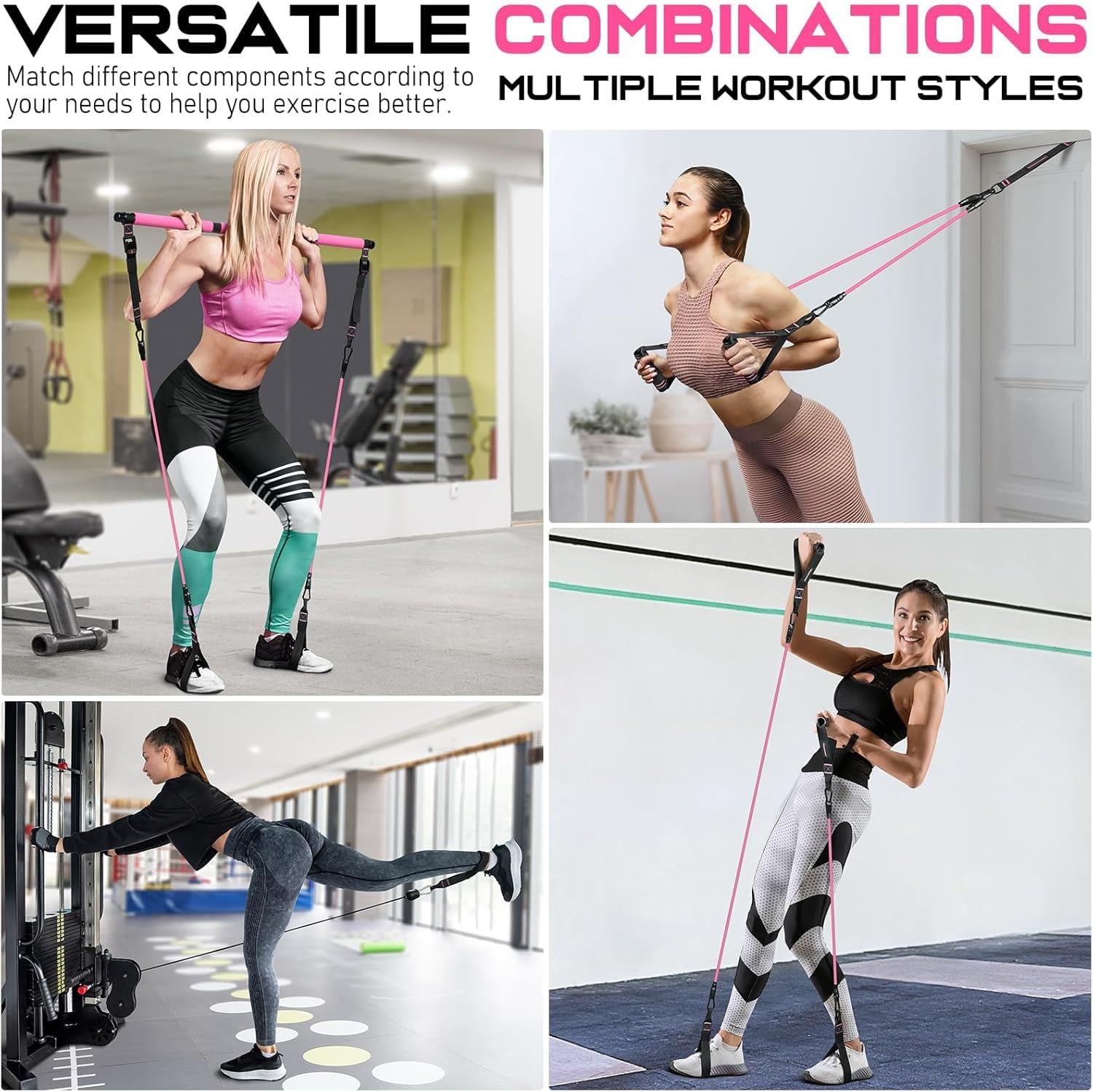 Valkyrie Full Vücut Pilates Bar Seti Egzersiz Çubuğu Ayarlanabilir Evde Onlarcak Farklı Spor Jimnastik Olanağı Kapı Askılı Çantalı