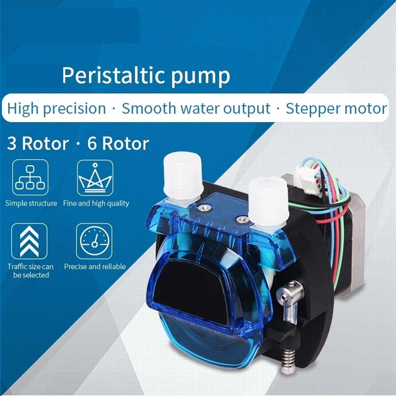 Bombas de Agua Bomba de diafragma Mini Bomba De Agua Peristáltica De 12V/24V con Motor Paso A Paso Y Tubo De Silicona (Size : B19, Color : 24V-6Rollers)