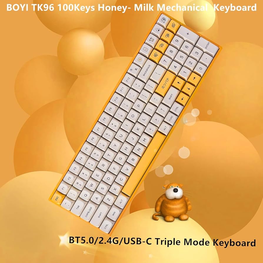 Amazon.com: BOYI TK96 Honey Milk RGB Hot Swap 96% Wireless