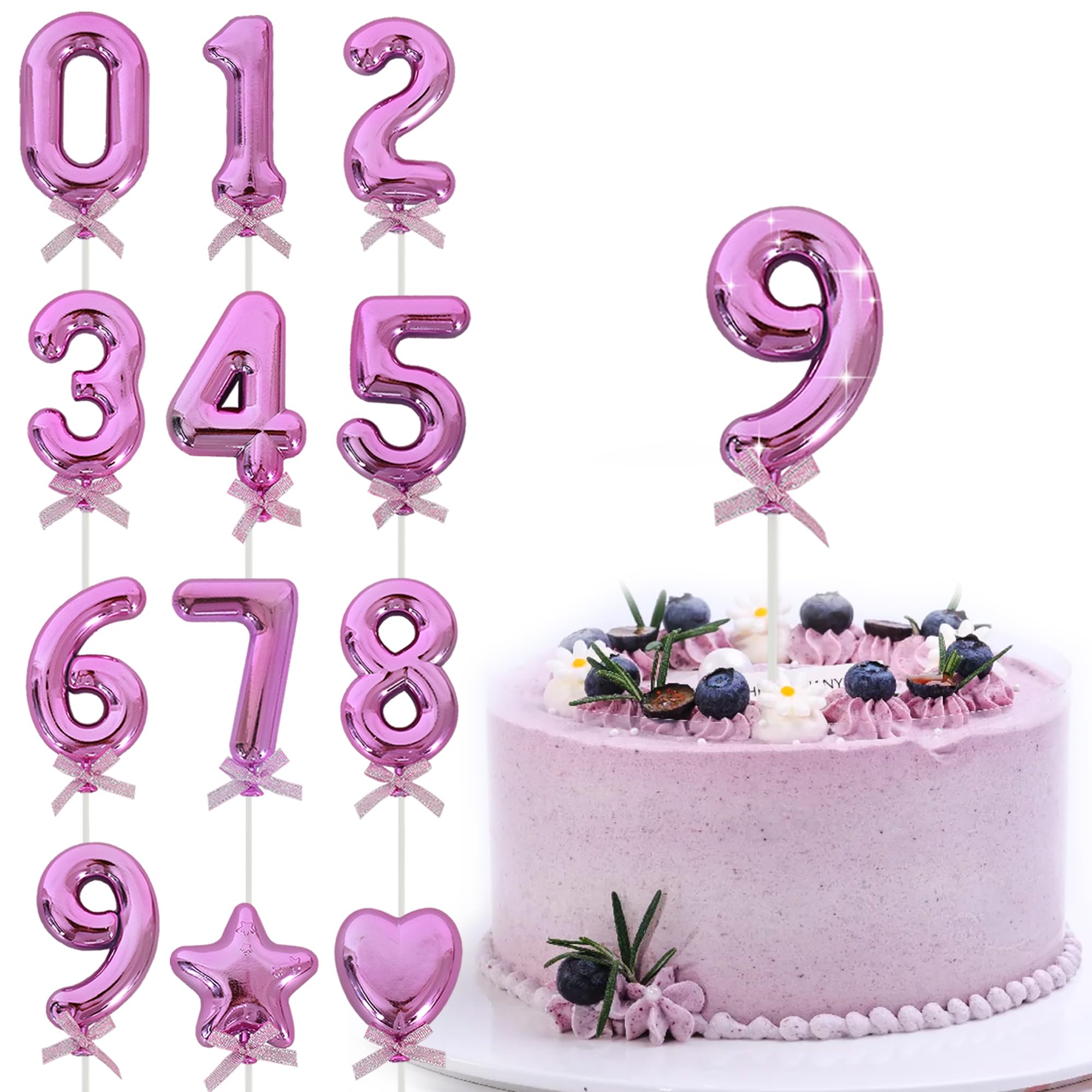 BEISHIDA 3D Number Cake Topper Hot Pink 9 Numbers Happy Birthday Cake Topper 19th 30th 40th 50th Birthday Cake Toppers for Party Wedding Anniversary