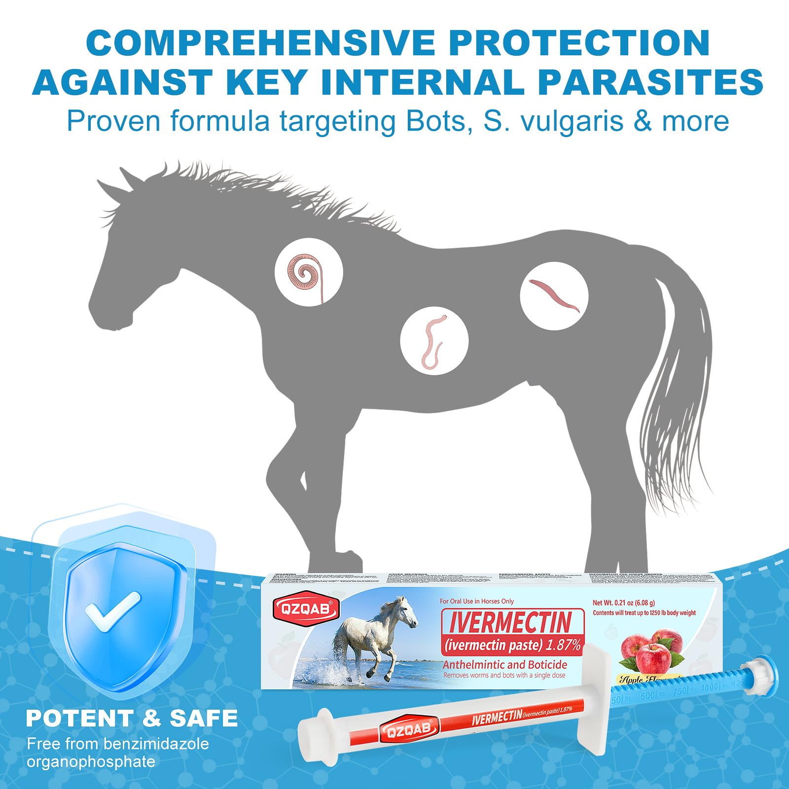 Ivermectin Equine Paste 1.87% – Apple Flavored Oral Dewormer for Horses, 6-Pack — view 4