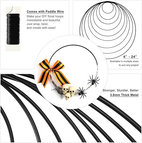 Miniatura 7 de Paquete de 8 aros florales de metal de 6 pulgadas para manualidades, anillos de macramé, coronas, anillos de atrapasueños, coronas, anillos de vela,