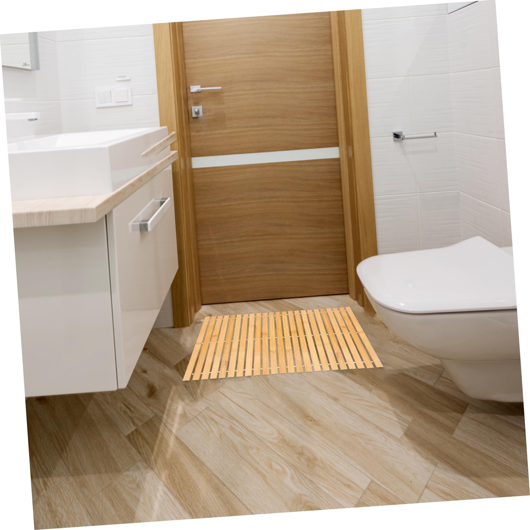 FOMIYES Alfombrilla de Ducha de Bambú Plegable Antideslizante para Hogar y Sauna, Fácil de Limpiar, Accesorio de Baño Elegante