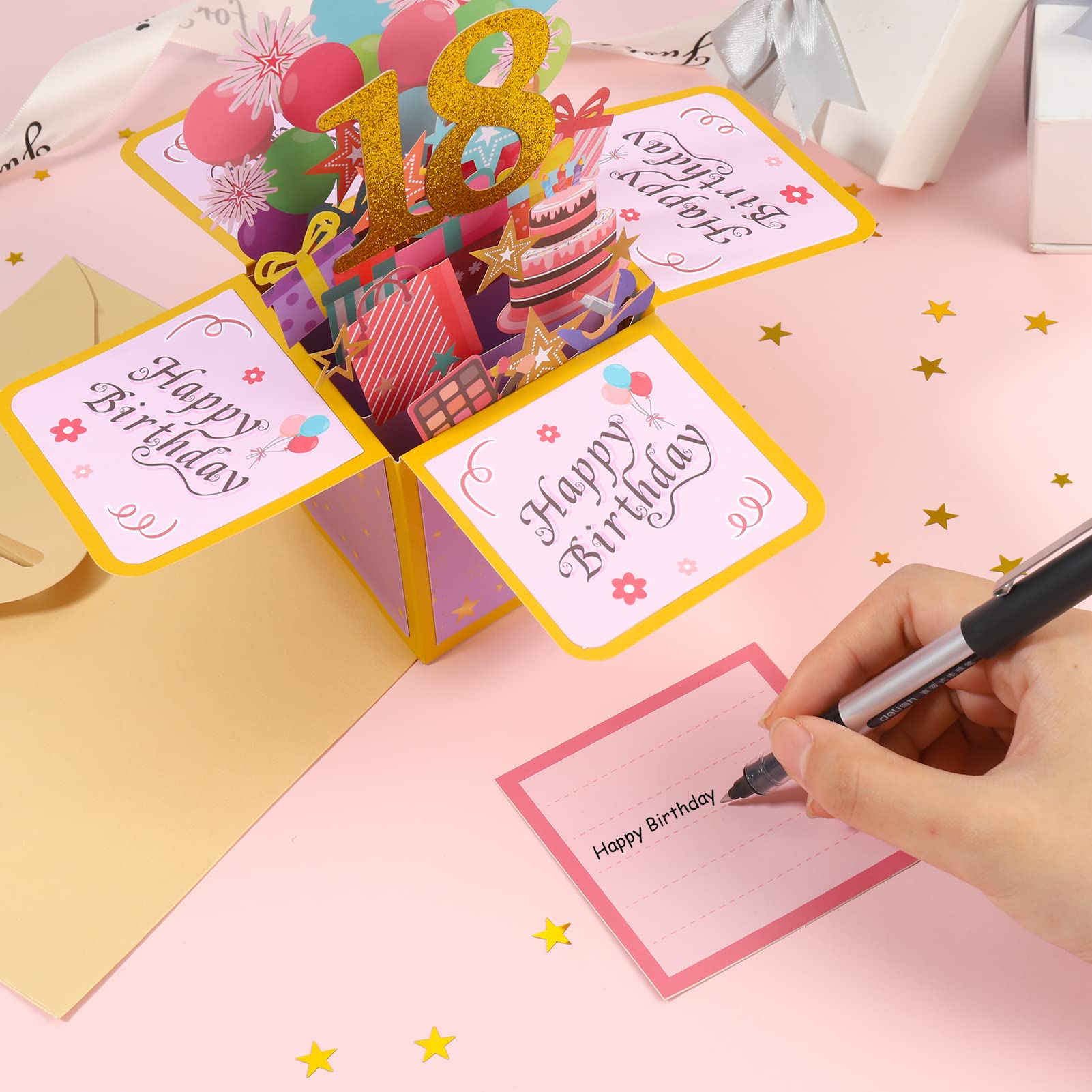 YUMCUTE BIGLIETTO DI auguri compleanno pop-up 3D per bambini, ragazzi e