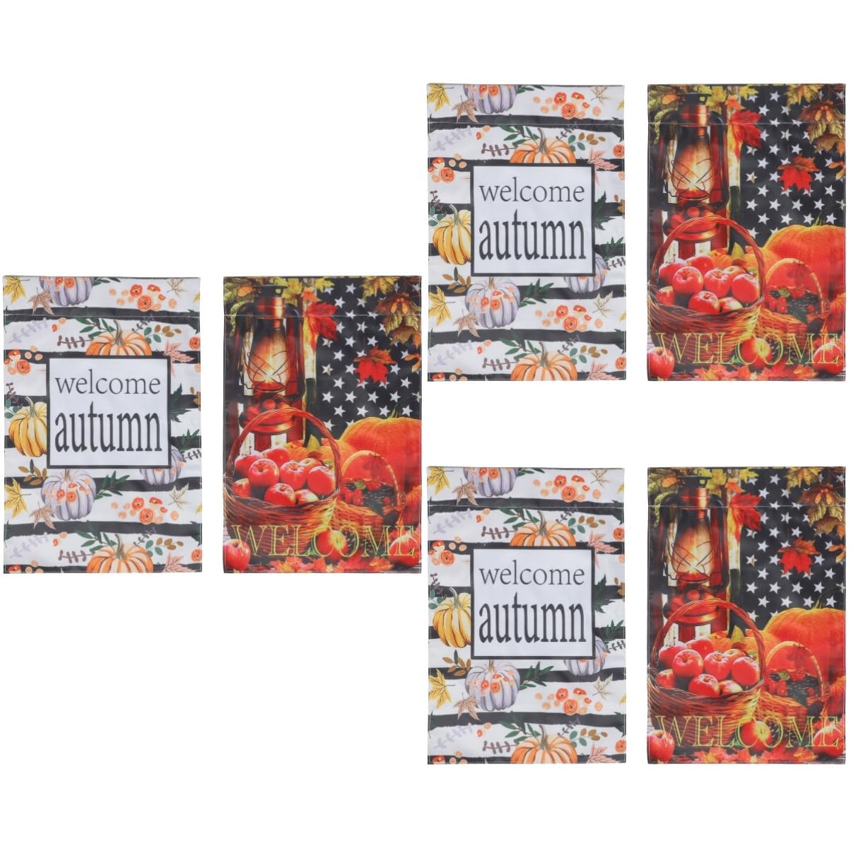 Yardwe 3er-set Herbst-gartenflaggen Thanksgiving-kürbis-banner Frische Willkommensbrief-drucke Für Herbstdekorationen 2 Stück X 3
