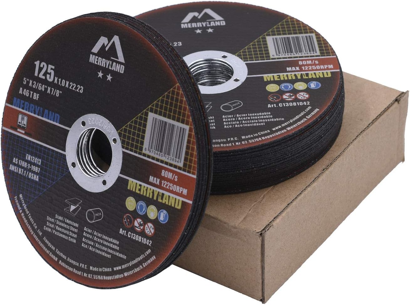 Cutting Disc 125 Metal for Angle Grinder, 125 X 1.0 X 22.23 mm Cutting Wheel 25 Pieces, INOX Stainless Steel Iron Universal 5 inch Type 41, Craft-Line C13081042