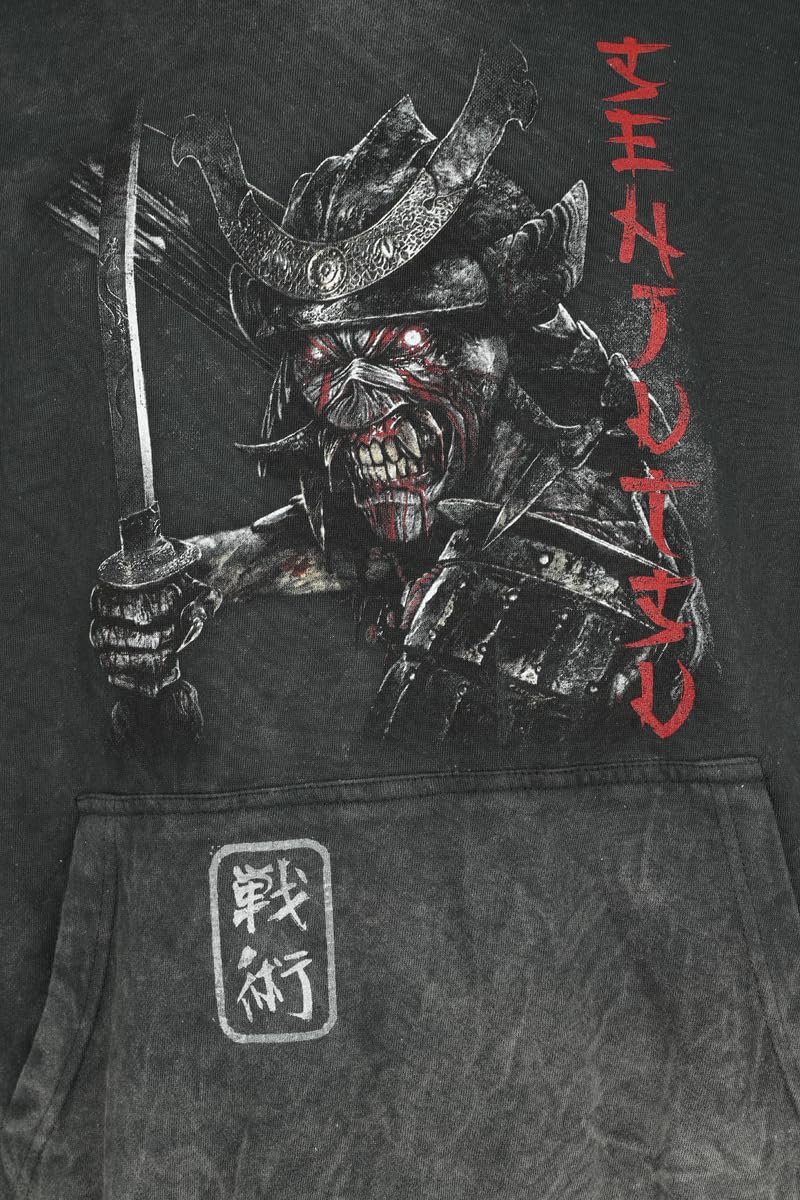 Iron Maiden Hombre Sudadera con Capucha Gris 100% algodón Regular
