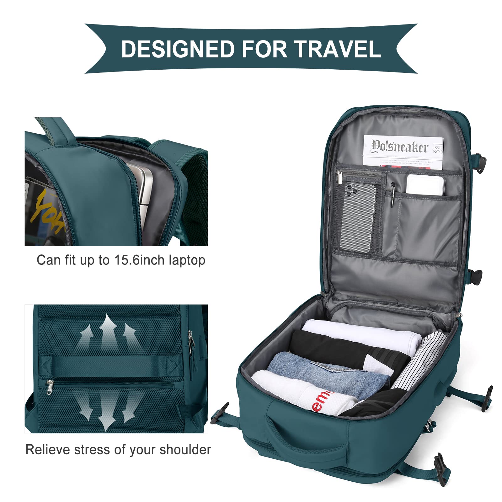 SZLX Borse da Cabina per Easyjet 45x36x20 Zaino da Viaggio Donna Ryanair 40x20x25 Bagaglio a Mano con porta usb zaino da viaggio aereo bagaglio a mano zaino per laptop Casual Daypack