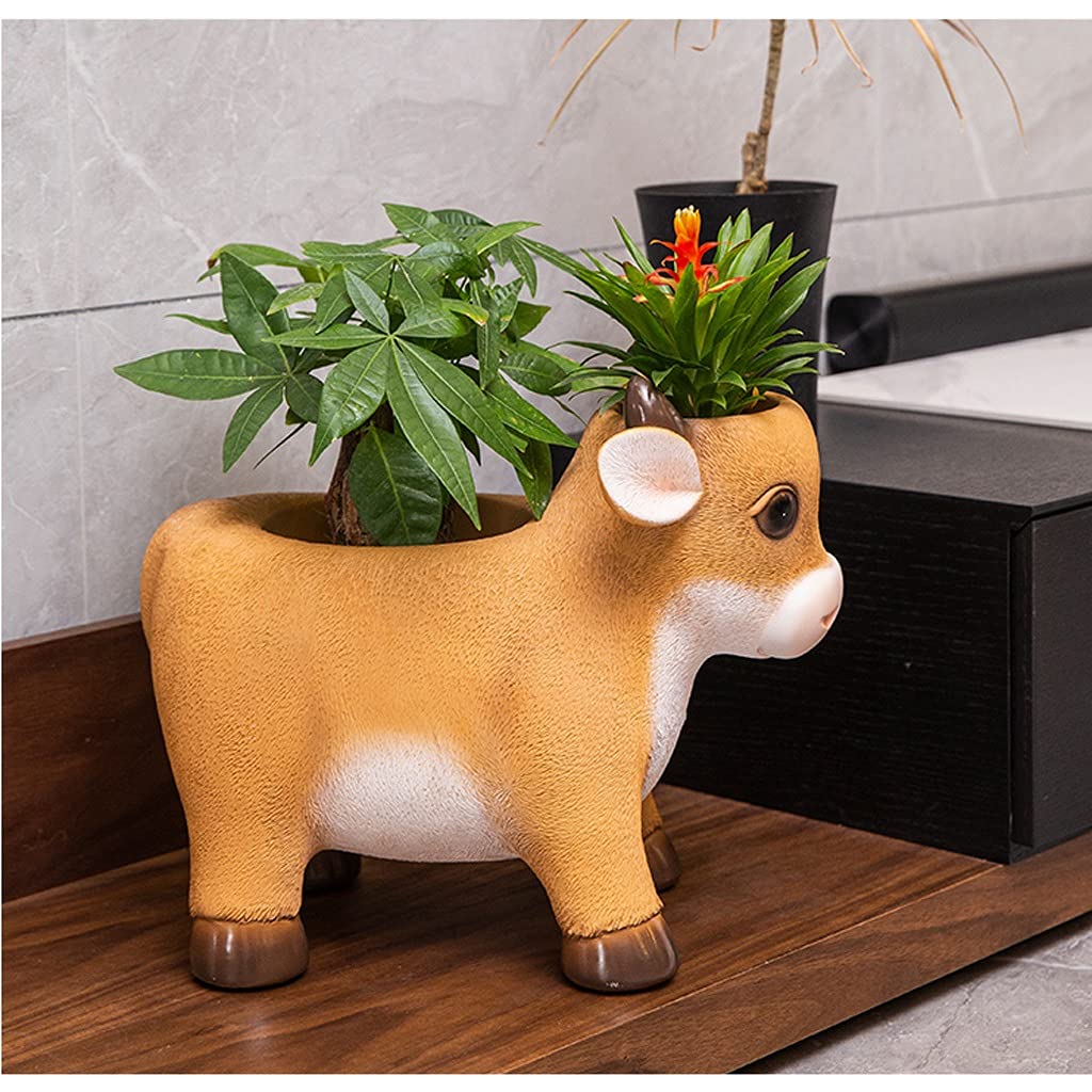 Dekoracje ogrodowe Ogród Symulacja Krowa Duża Doniczka Dekoracja Ozdoby Żywica Rzemiosło Statua Zwierząt Dekoracja Domowa Roślina Bonsai Osobowość Ogród Doniczkowy Urządzenie Kwiatowe Wróżki Akcesoria ogrodowe