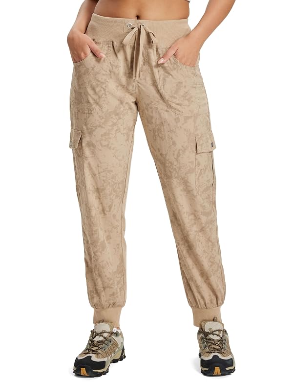 MoFiz Hiking Cargo Pants for Women with Pockets Lightweight Quick Dry Athletic Outdoor Summer Travel Casual Joggers Sweatpants Camouflage Khaki S by MoFiz - Image 4
