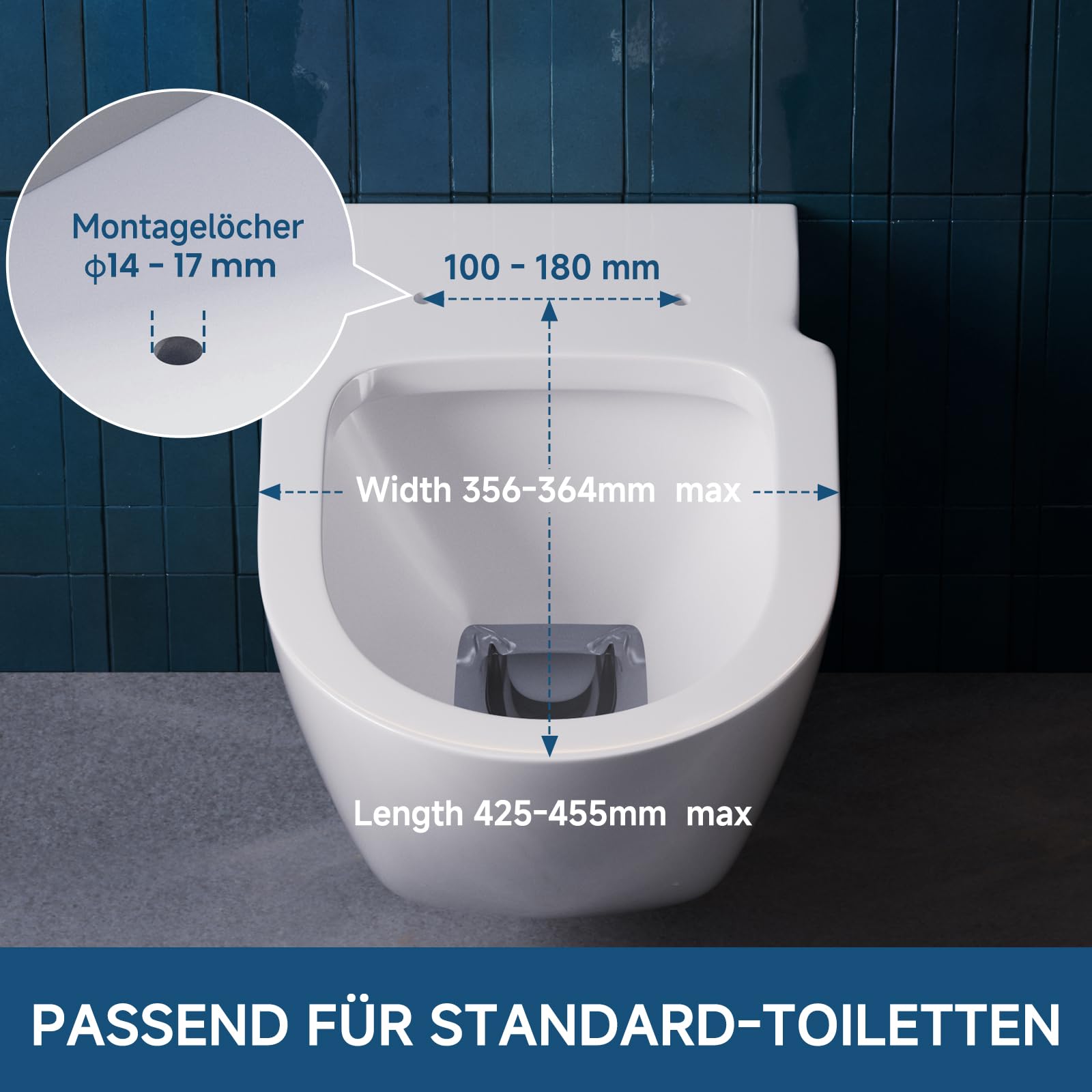 CECIPA Toilettendeckel mit Absenkautomatik D-Form [Kurz] Einfache Montage