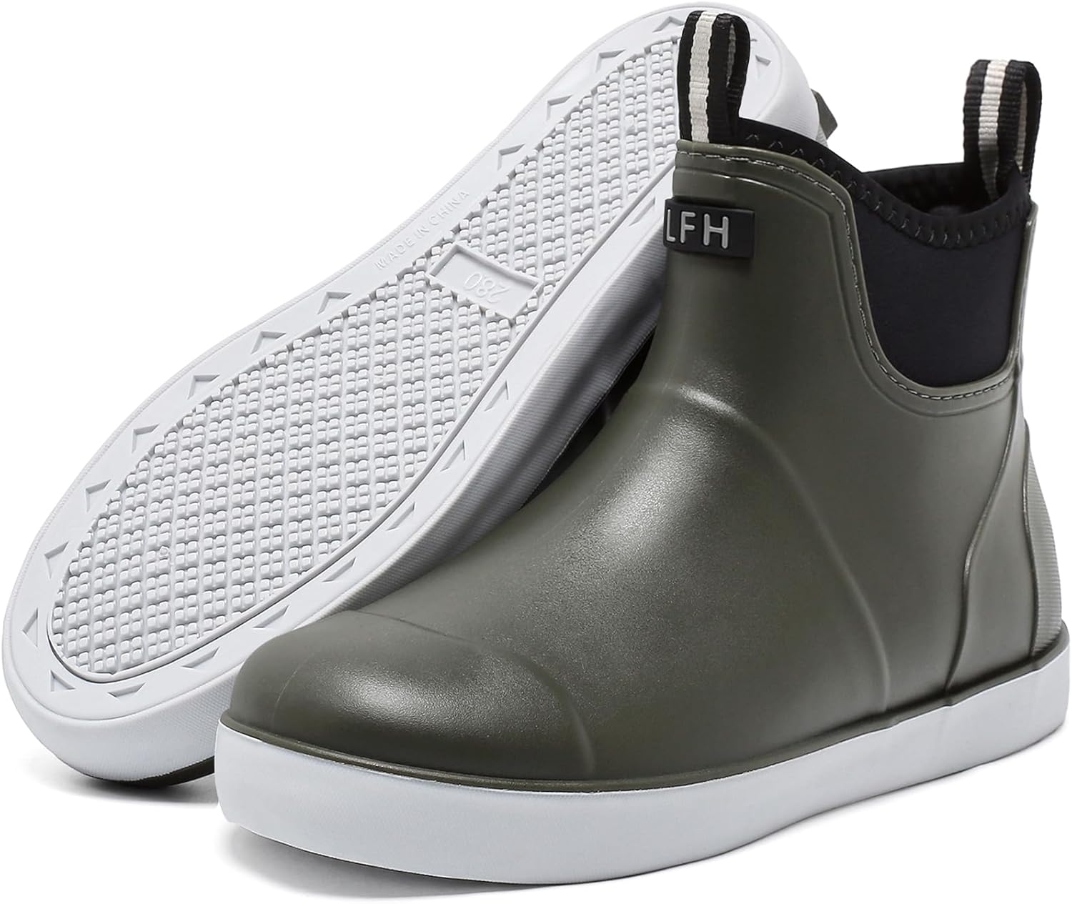 Imyaseiv Rain Boots for Men, Waterproof Ankle Mens Deck Boots Anti-Slip Comfort Rubber Boots Chelsea Garden Shoes for Yard Fishing Outdoor Work