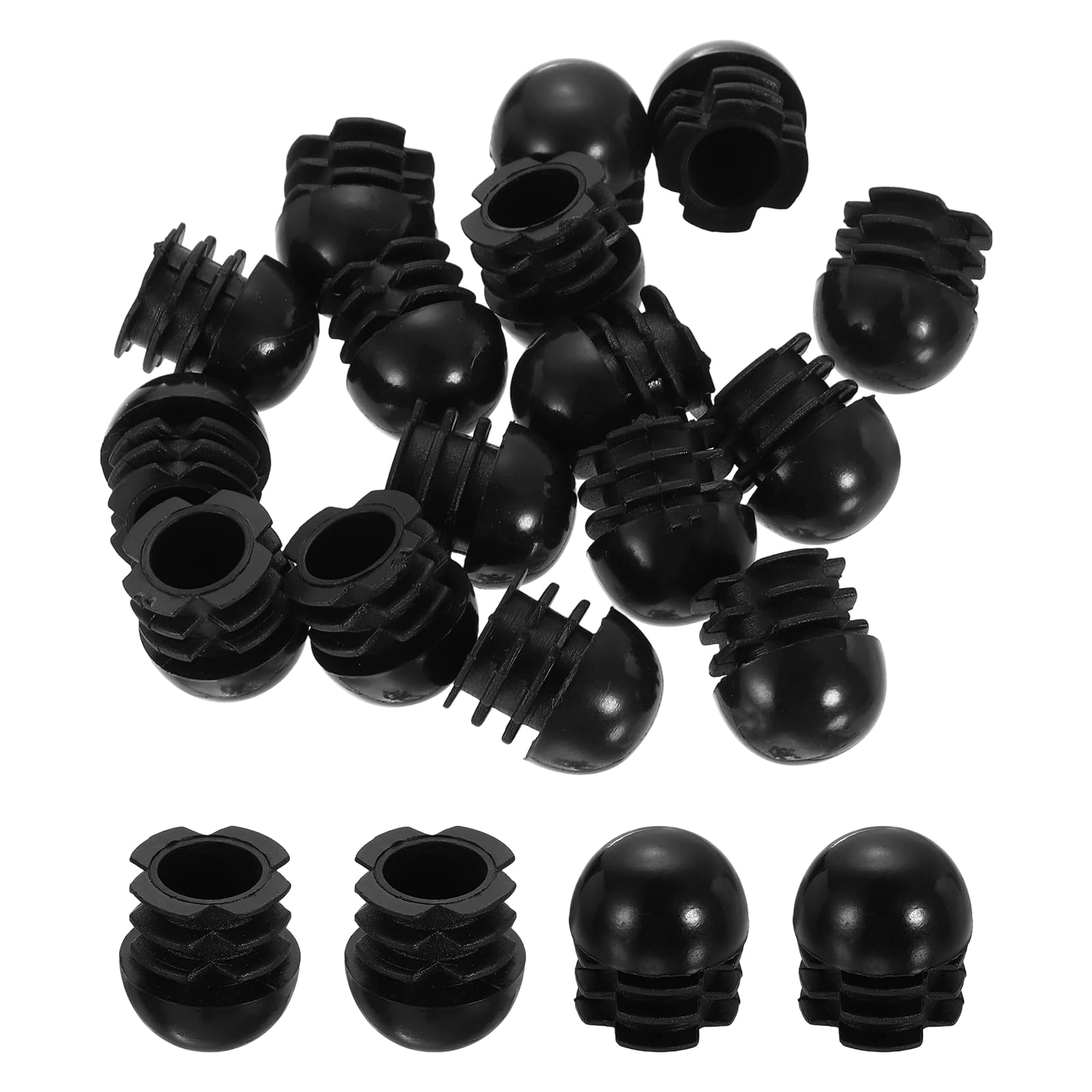 sourcing map 16Pcs Round Chair Leg Caps, 7/8" (22mm) Plastic Plugs Insert, Tubing End Cap Insert Glide Protection for Table Chair Shelf Legs, Black