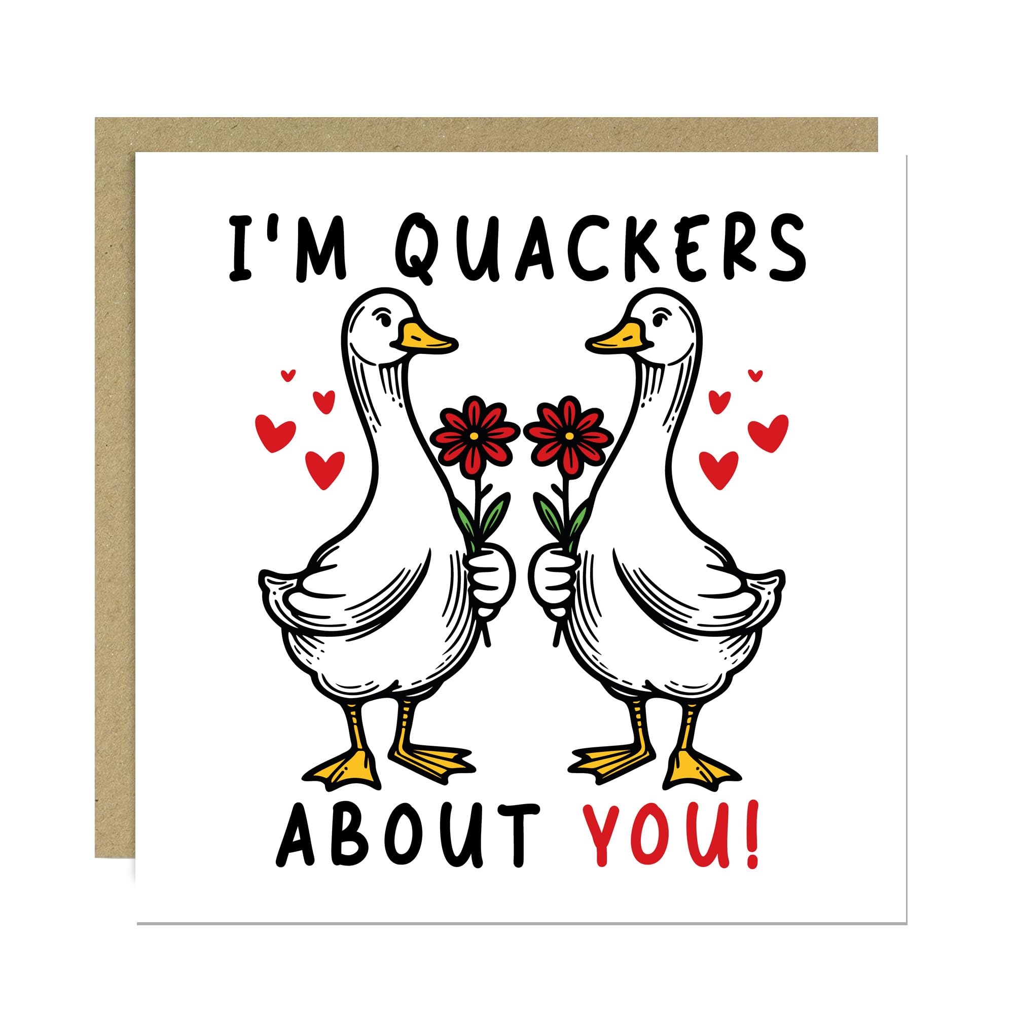 RED OCEAN Funny Anniversary Card For Husband Wife Boyfriend Girlfriend Quackers About You With Kraft Envelope Joke Card For Him Her Partner Cute Anniversary Cards