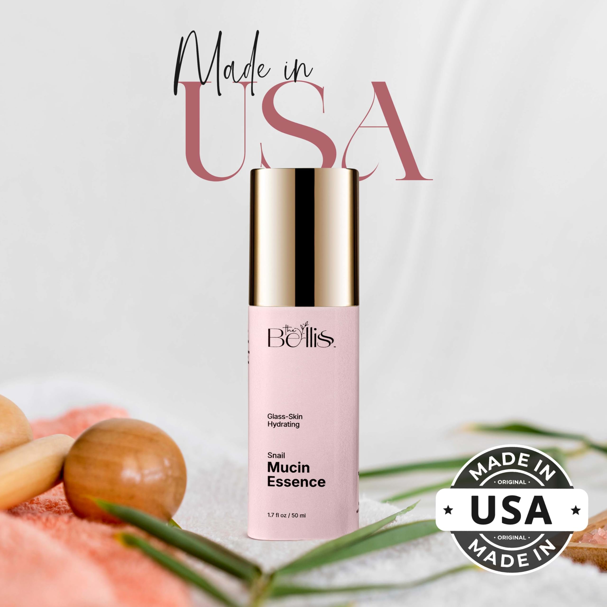 The Bellis Snail Mucin Essence – Snail Mucin Serum with Hyaluronic Acid, Allantoin – Hydrating Serum for Face – Lightweight and Fast-Absorbing – Anti-Aging and Hydration Support – 1.7fl oz