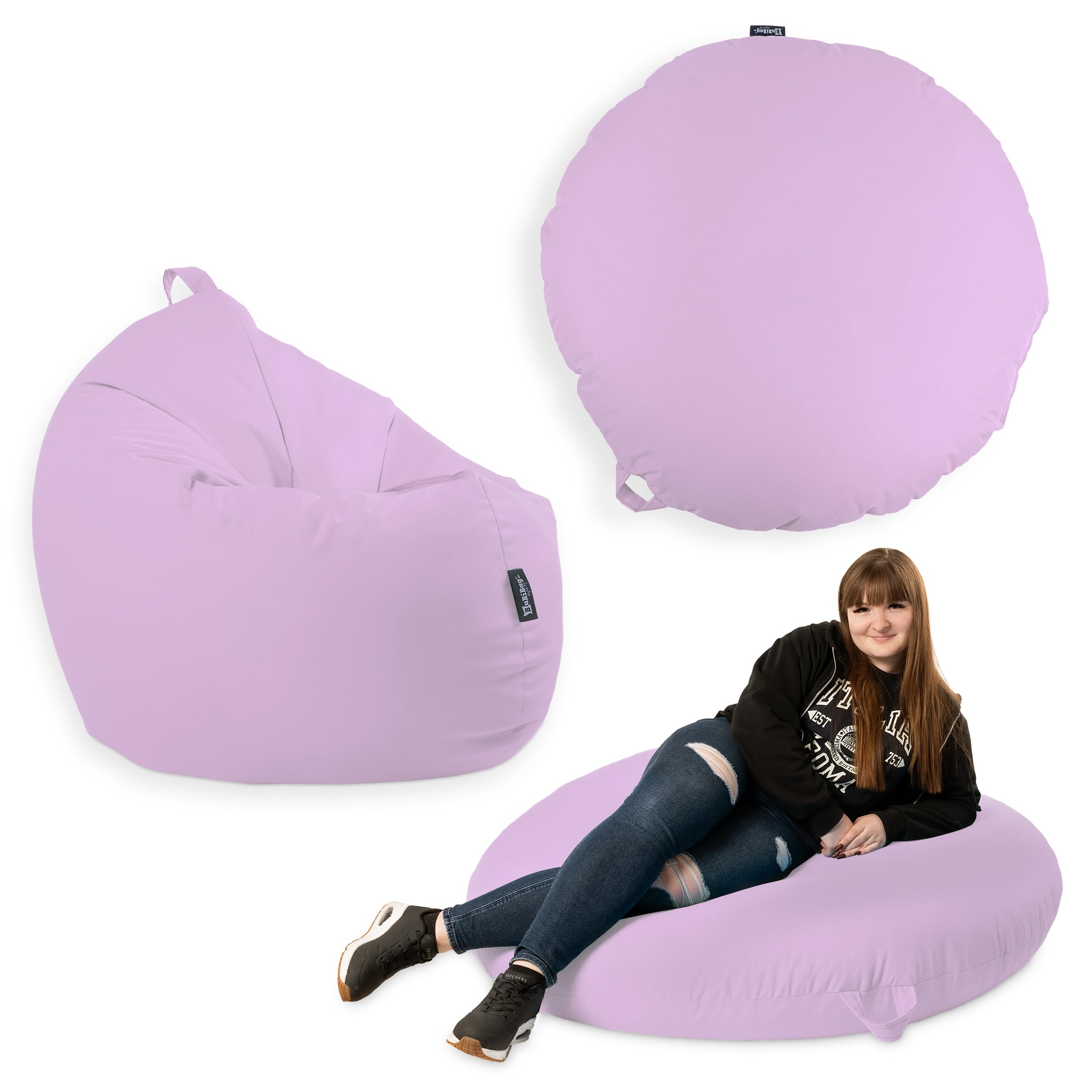 Produktbild von BuBiBag Premium 2-in-1 Sitzsack Mit Füllung Für Kinder & Erwachsene | Outdoor & Indoor | Sitzkissen Bodenkissen | Spielen & Entspannen | Wasser- Und Schmutzabweisend (Anthrazit, 125 Cm