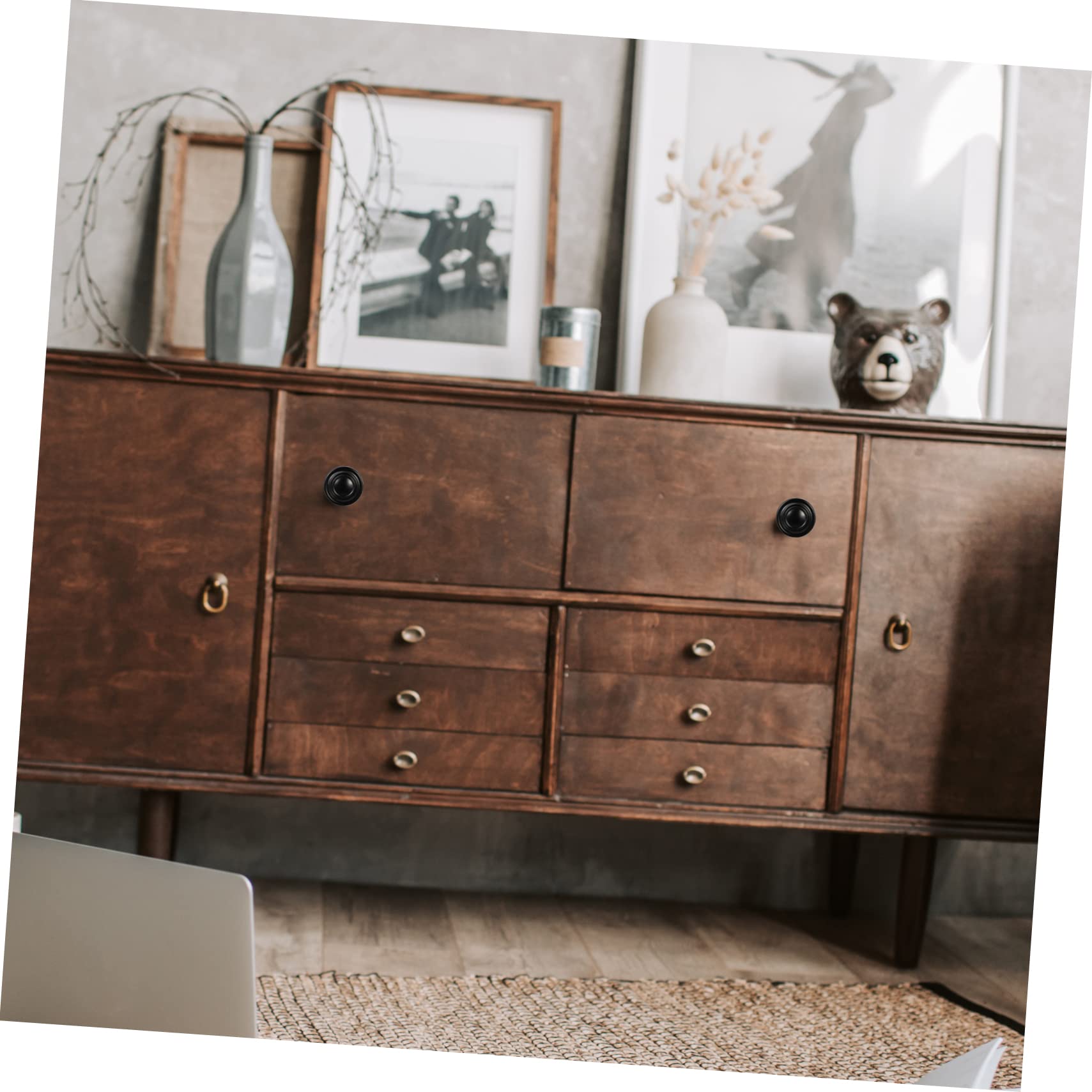 Pomelli Rotondi Neri in Lega di Zinco per Porte e Cassetti 12 Pezzi | Finitura Stile Nordico, Lavorazione Accurata, Design Essenziale e Unico, per Mobili e Armadi