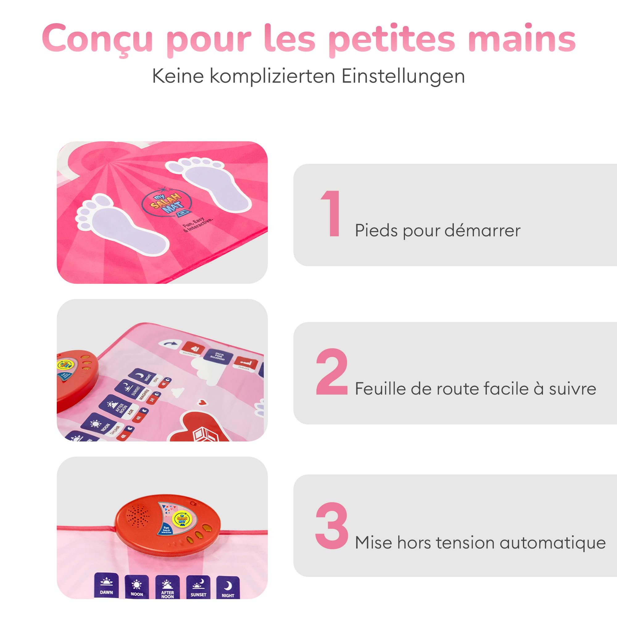 Tapis de prière Musulman Enfant - Tapis de prière Musulman électronique pour Apprendre la Salat - Tapis prière avec 15 Langues et Haut-Parleur - Livres islamiques pour Les 3 à 8 Ans par My Salah Mat