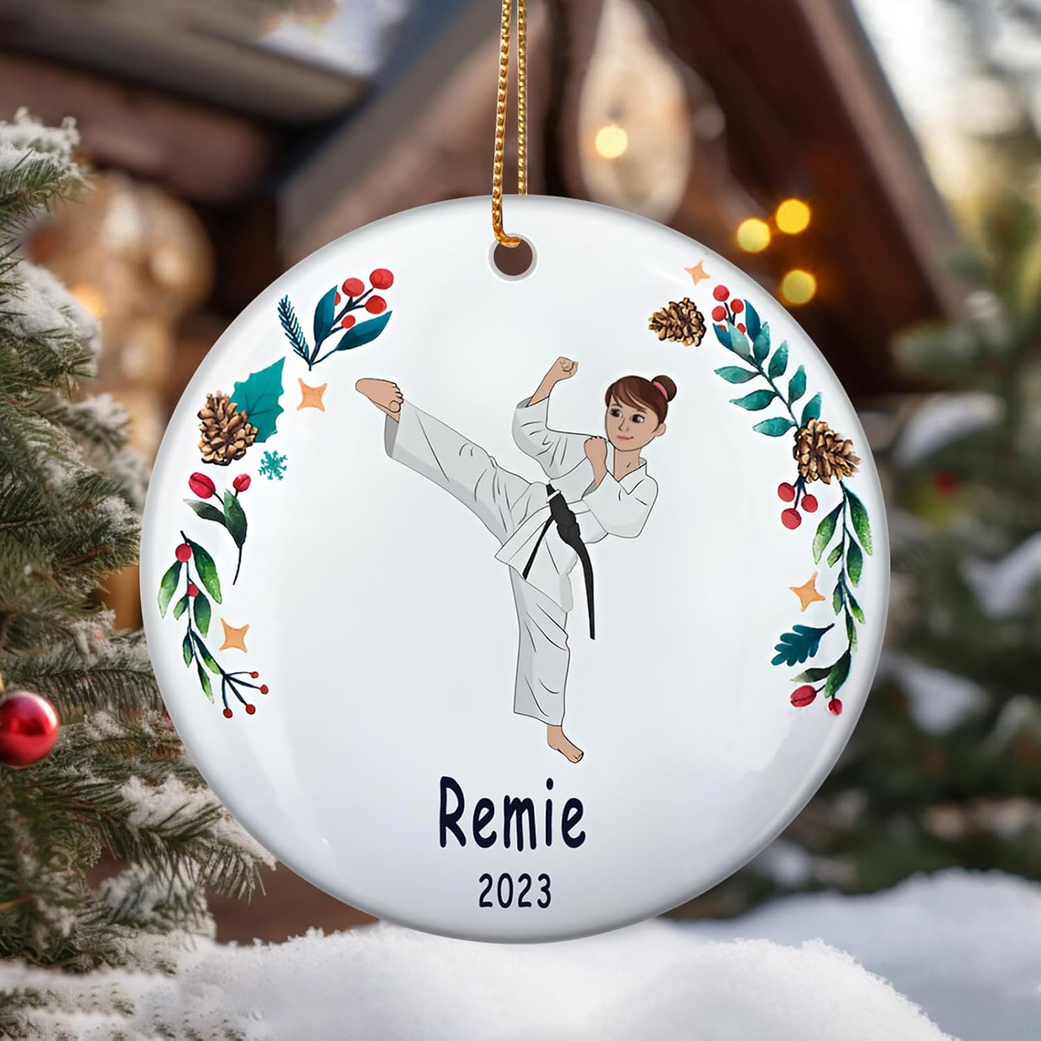 VAPCUFF Personalized Karate Girl Christmas Ornament, Karate