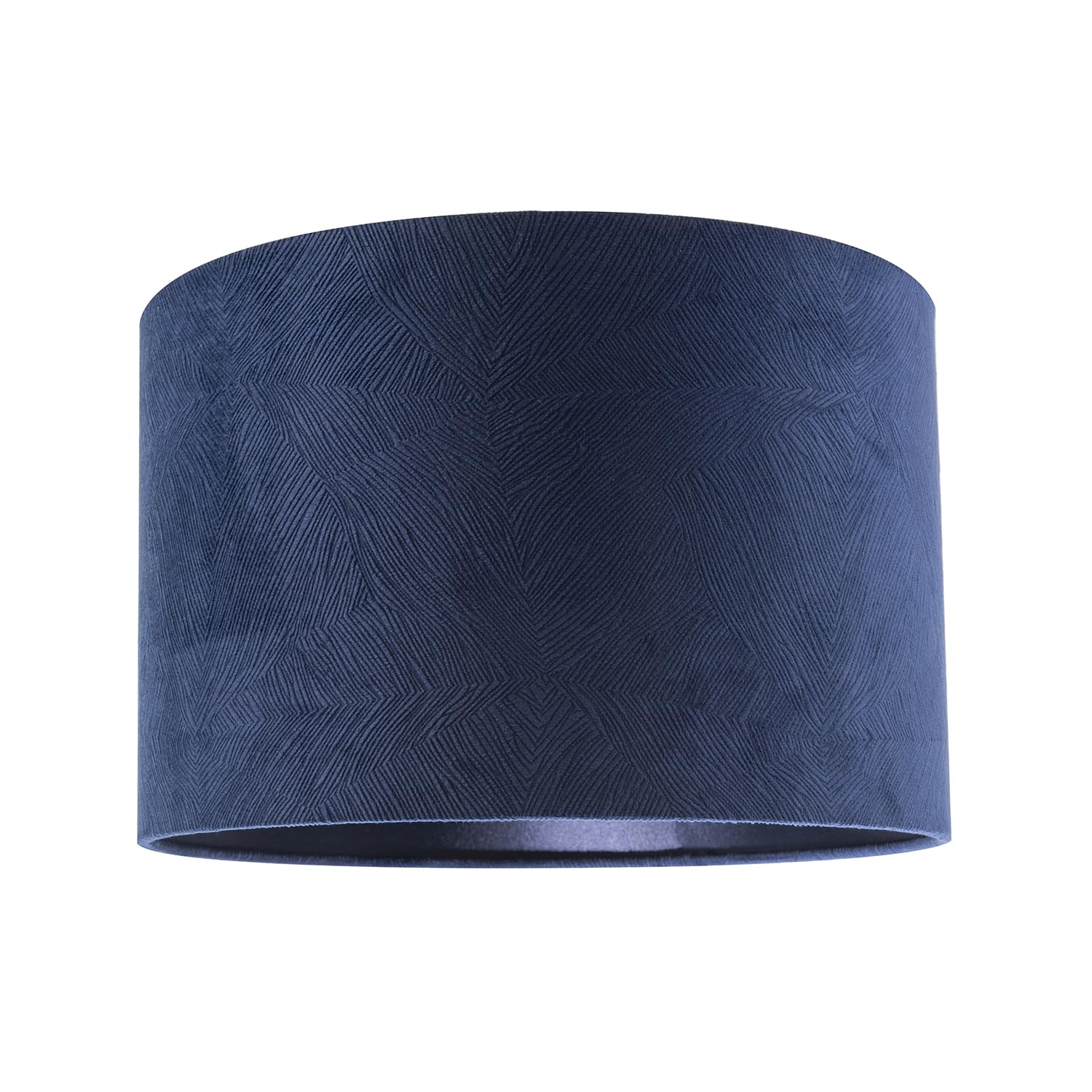 Happy Homewares Blue Contemporary Thin Lined Midnight Velvet Fabric Round Lamp Shade