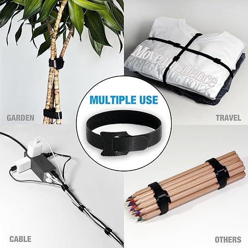 Miniatura 6 de 100 bridas para cables de 8 pulgadas, gestión de cables reutilizables, organizador de cables debajo del escritorio, clips para cables y envoltura de