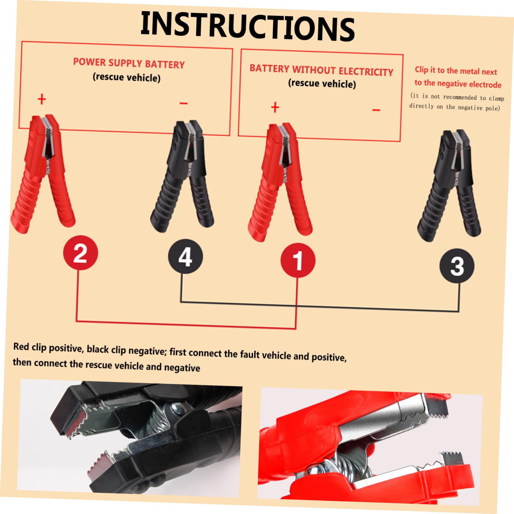Gatuida Cable de Emergencia para Coche 2000 Pinzas Batería, Cable Arranque Bateria de Cobre-aluminio, Negro, para Camiones y Generadores