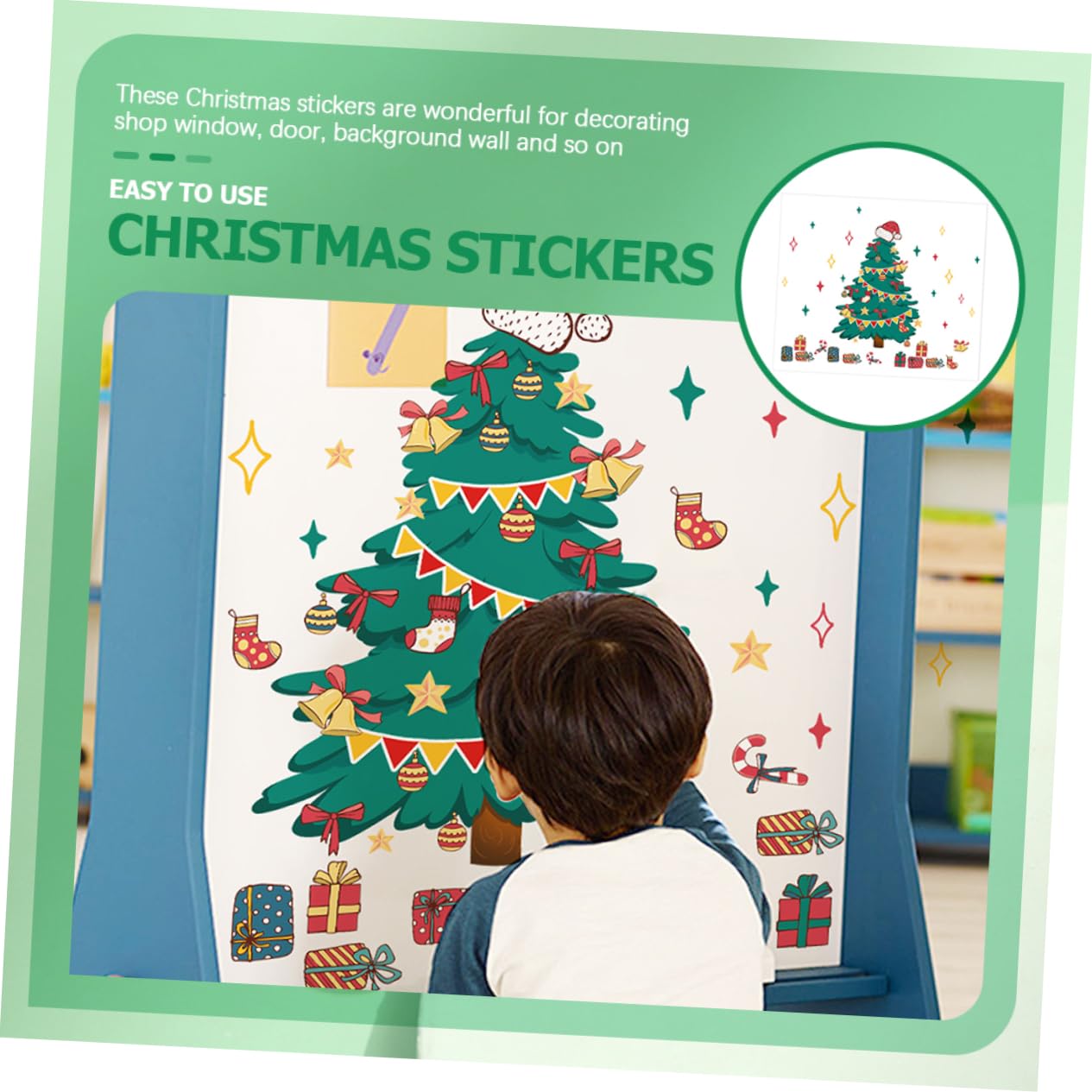 HOMSFOU 4 Set Di Decorazioni Per Albero Di Natale Mini Adesivi Per Finestre A Forma Di Albero Di Natale Decorazioni Natalizie 2 Fogli * 4
