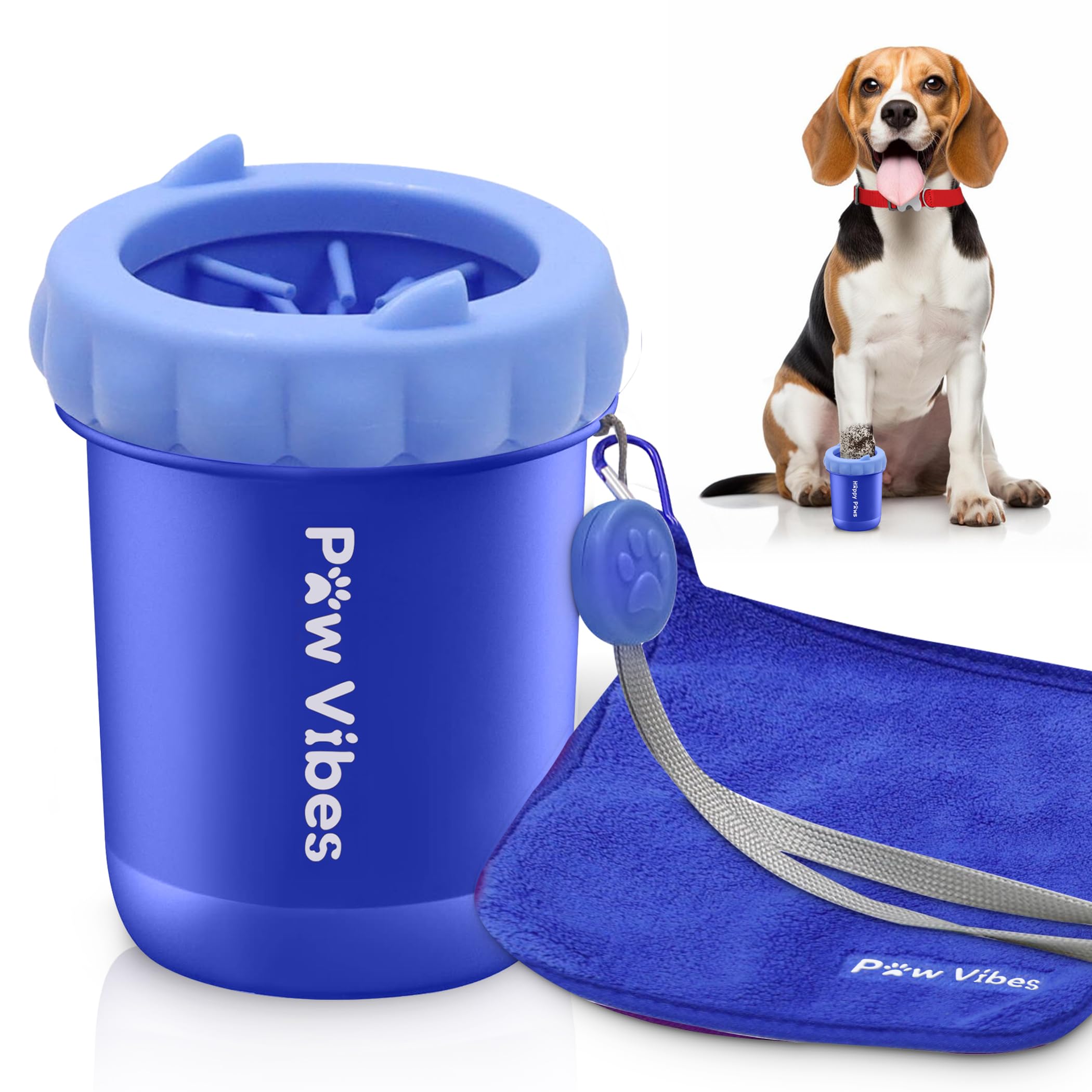 Happy Paws Dog Paw Cleaner, Dog Paw Washer, Paw Muddy Paw Cleaner for Small Breed Dogs Towel, Blue-Huge Price Drop-While Supplies Last
