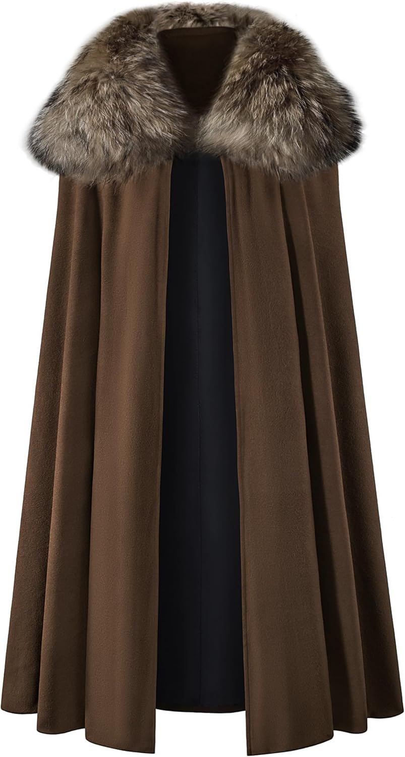 Mens Viking Robe Costume Fur Cloak Shoulder Lengthened Cape Medieval King Lord Cape LARP Cosplay - Image 5
