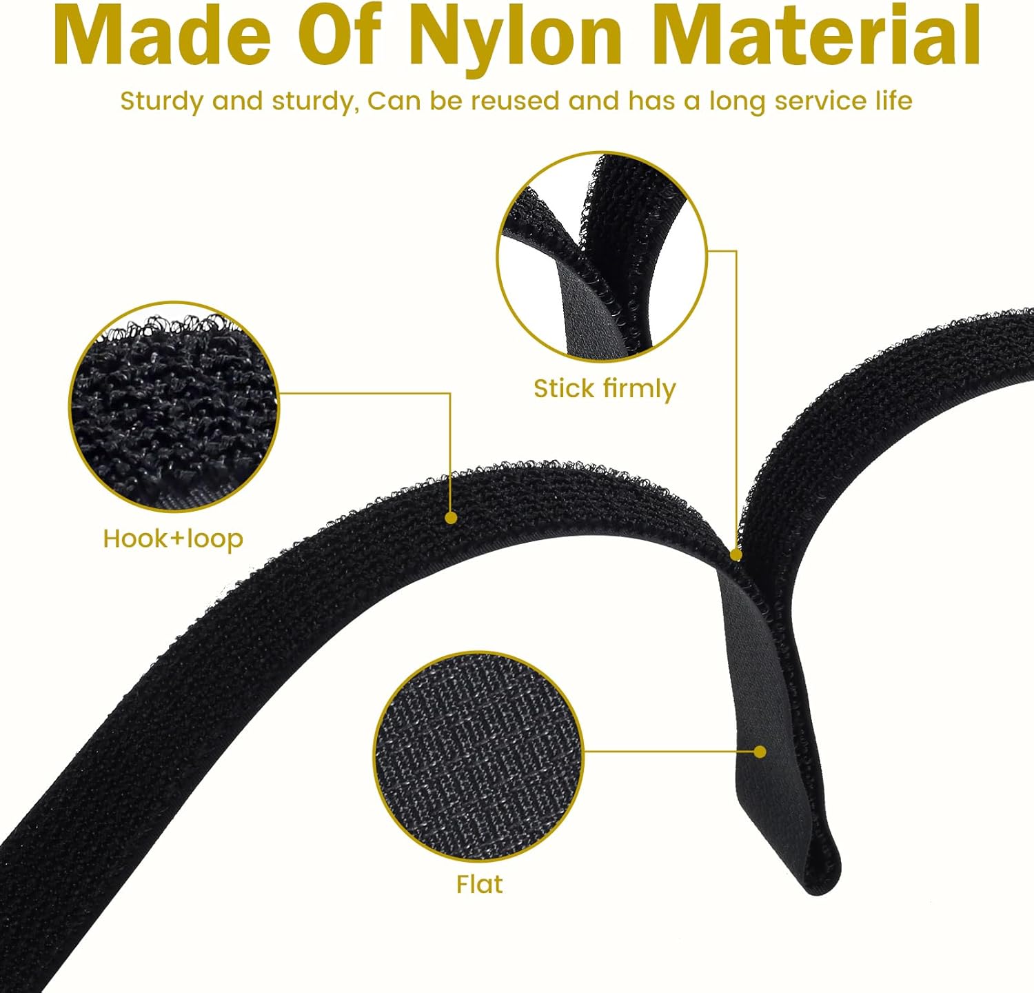 3PCS 32.8ft Hook and Loop Tape Nylon Fastening Cable Straps Freely Cuttable Securing Cord Ties with 50Pcs Metal Buckles Strong Load Bearing Heavy Duty Adhesive Tape Firm Bonding for DIY
