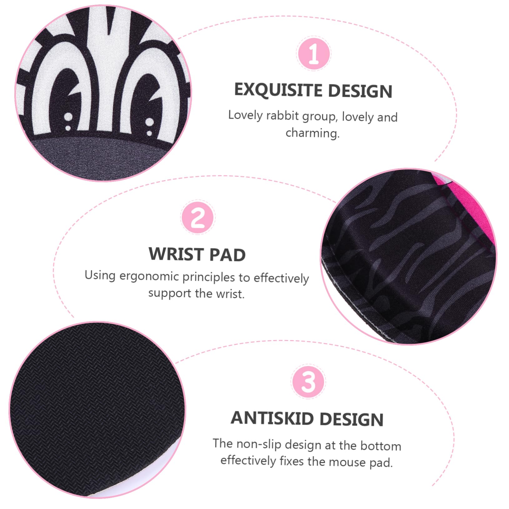 Lurrose 2 STK Handgelenk Mauspad Mauspad-Handgelenkstütze mit Handgelenkauflage Computer- Wrist Support Gaming Mouse pad entzückendes Gaming- Mausauflage Stoff Weiß