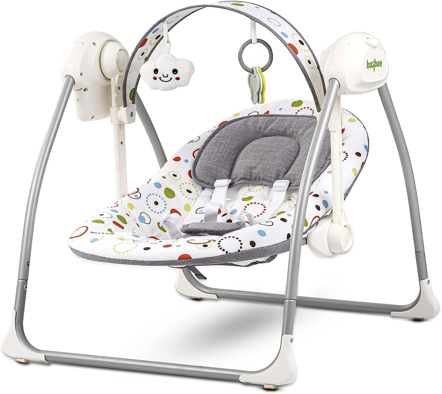 Baybee Flora Baby Swing Cradle Automatic Electric Swing with 4 Swing Speed, Remote Control, Timer, 3 Point Safety Belt & Removable Baby Toys Swing for Baby Infant Toddlers 0 to 12 Months Boy Girl