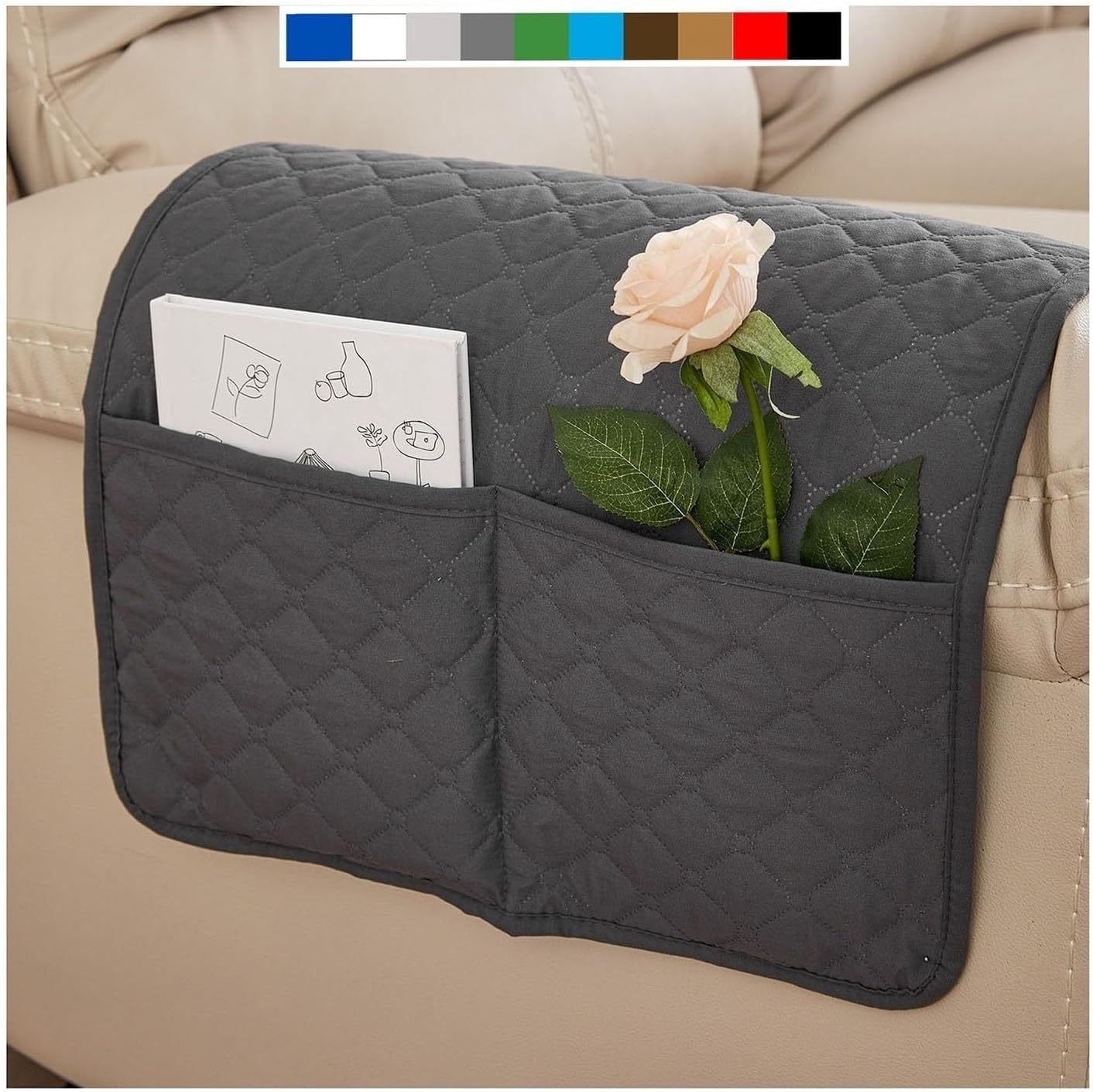 Sofa Armrest Cover Headrest Cover Recliner Chair Arm Cover Sofa Headrest Slipcovers Nonslip Waterproof Armchair Cover for Recliner Leather Sofa Couch Protector Modern ( Color : Lake blauw , Size : 3 S
