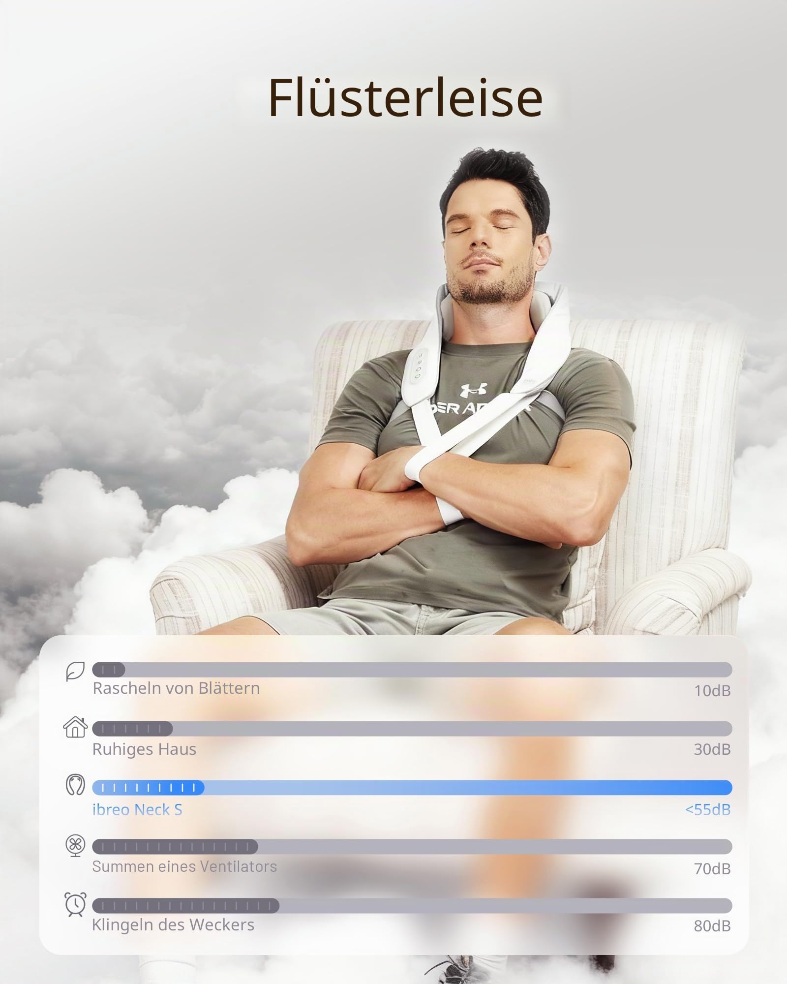 Schnurloses Shiatsu-Nacken-und Rückenmassagegerät mit Wärme | 10 Minuten x 12 Gebrauch, 3 Massagemodi und 2 Intensitätsstufen, 3D-Kneten tiefes Gewebe, Sprachansage