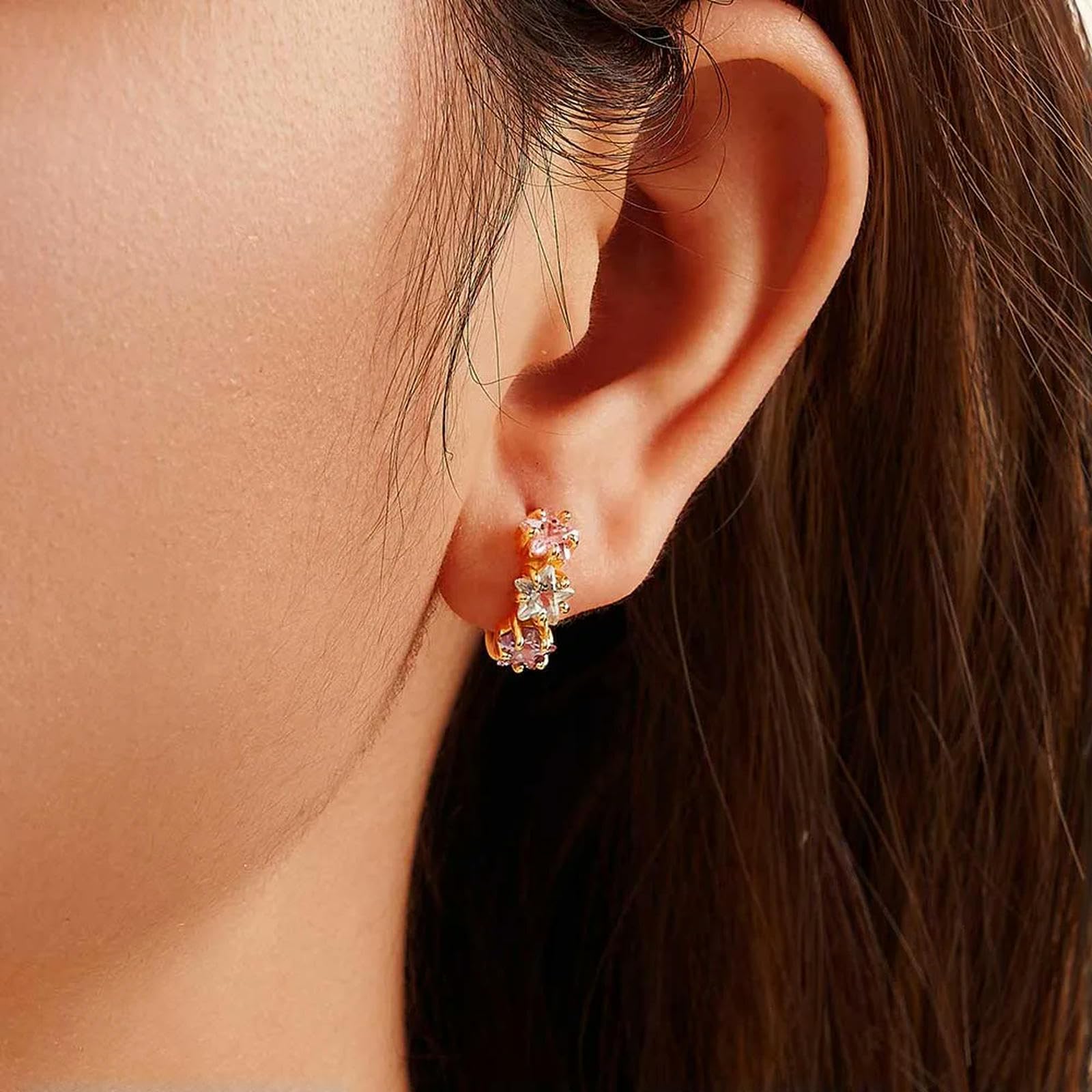 Pendientes De Plata De Ley 925 Con Flor Y Circonita Cúbica 5a Para Mujer. Delicados Pendientes De Botón. Joyería Fina.