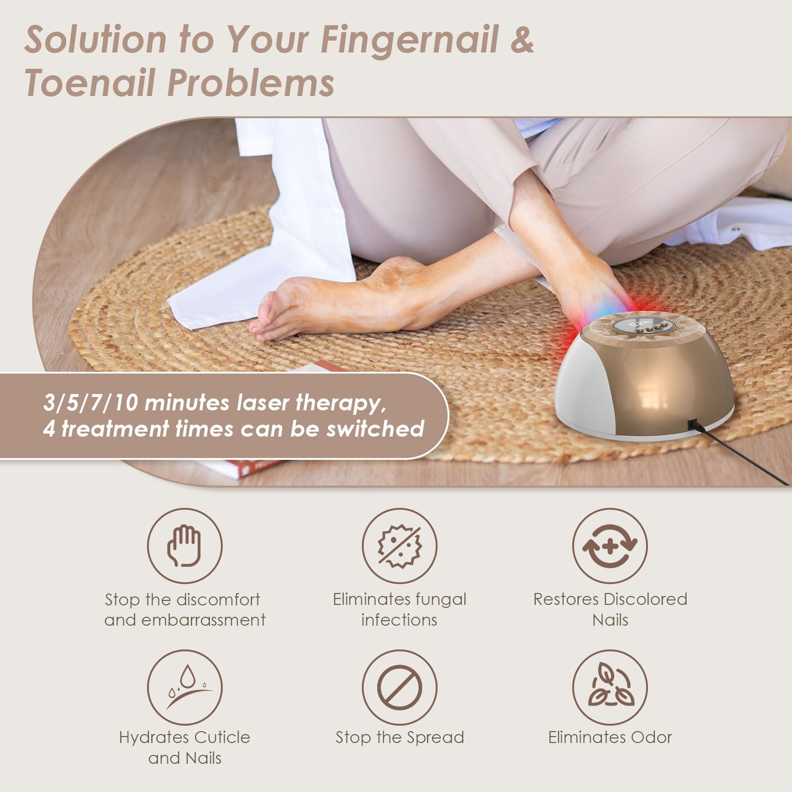 Nail Fungo Laser Aggiornamento Dispositivo Terapia, con Sessioni Regolabili 3/5/7/10 minuti,Nail Laser Pulizia Unghie e Onicomicosi,Nail Fungo Remover con 15 * 470nm Luce Blu + 42 * 650nm Luce rossa