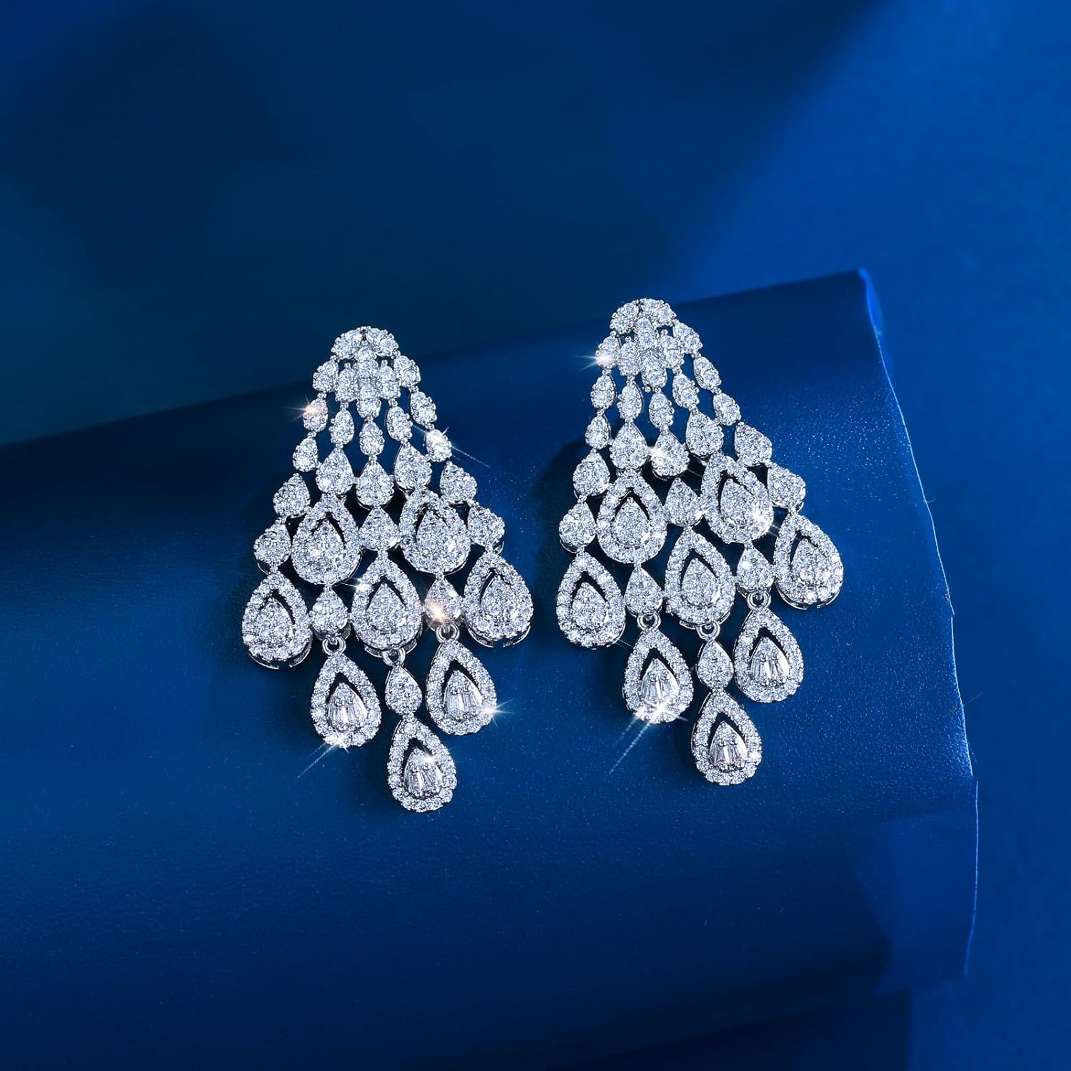 Long Dangle Drop Chandelier Wedding Earrings For Women Micro Pave Cubic Zirconia Luxury Bridal Party Jewelry - Image 6