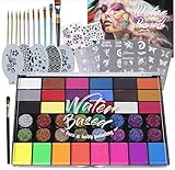 Pintura Facial y Pintura Corporal - Juego Profesional de Kit de 42 Colores de Pintura Facial y Corporal a Base...